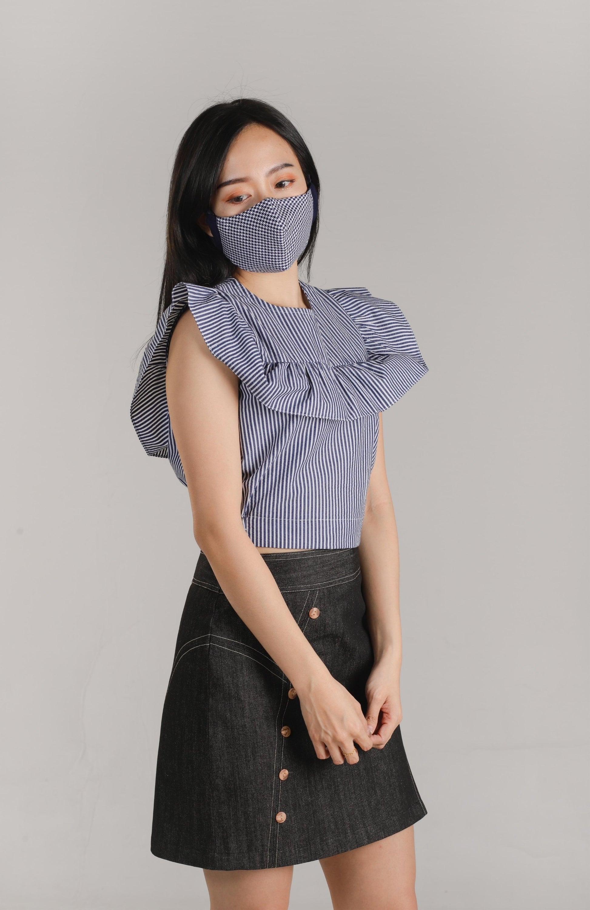 Ashley Ruffle Top - Navy
