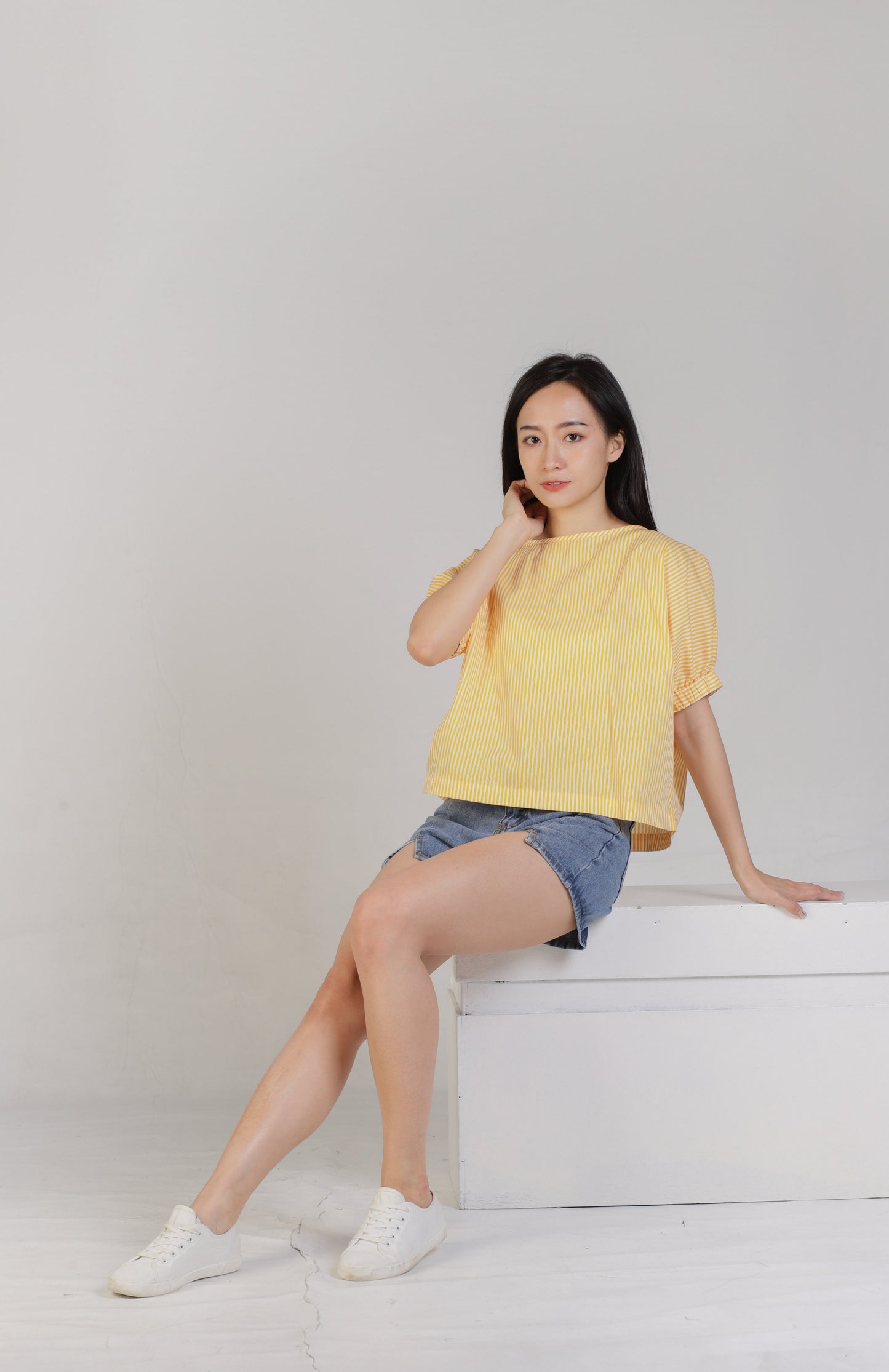Jena Boxy Cropped Top - Yellow