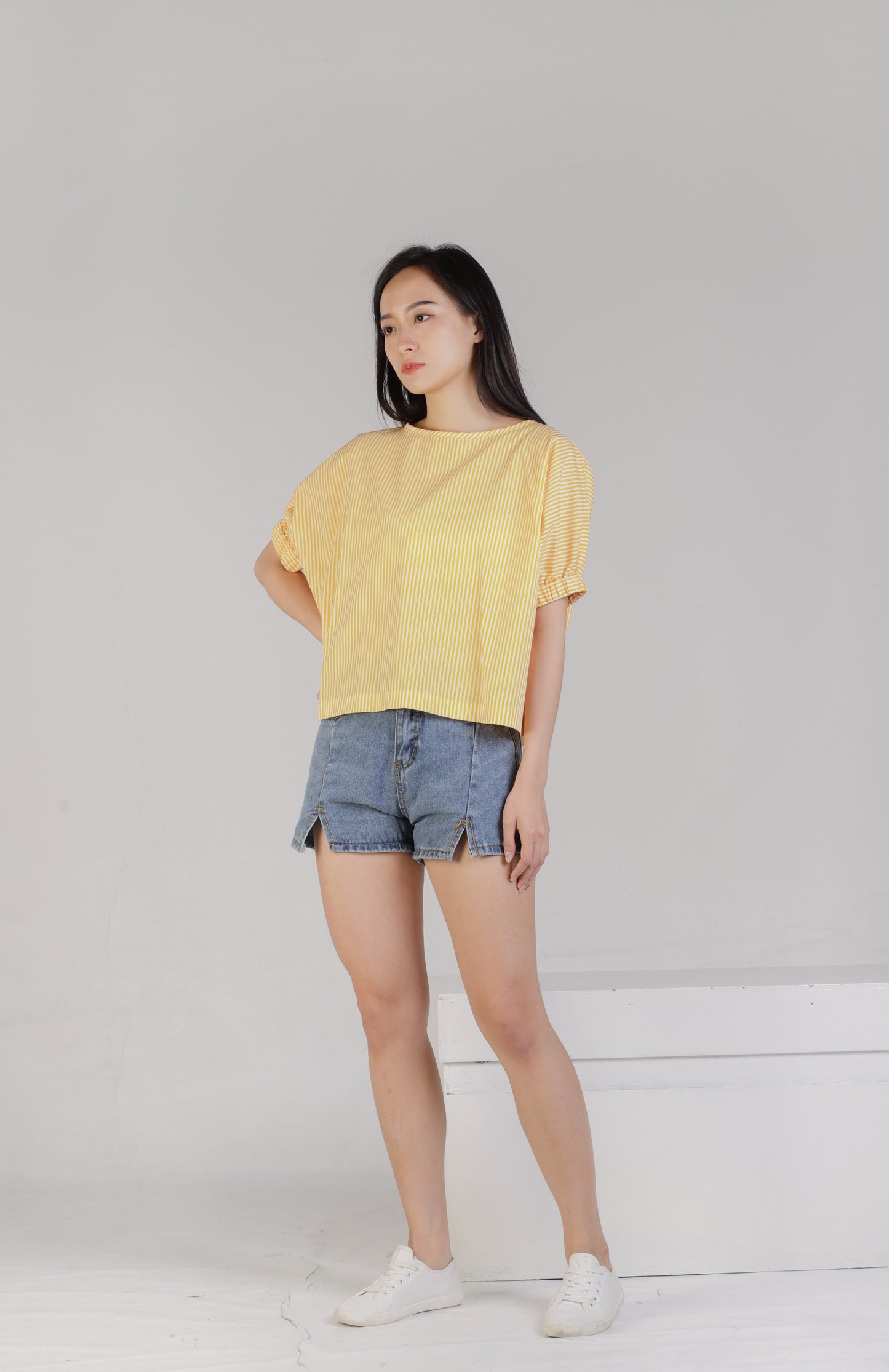 Jena Boxy Cropped Top - Yellow