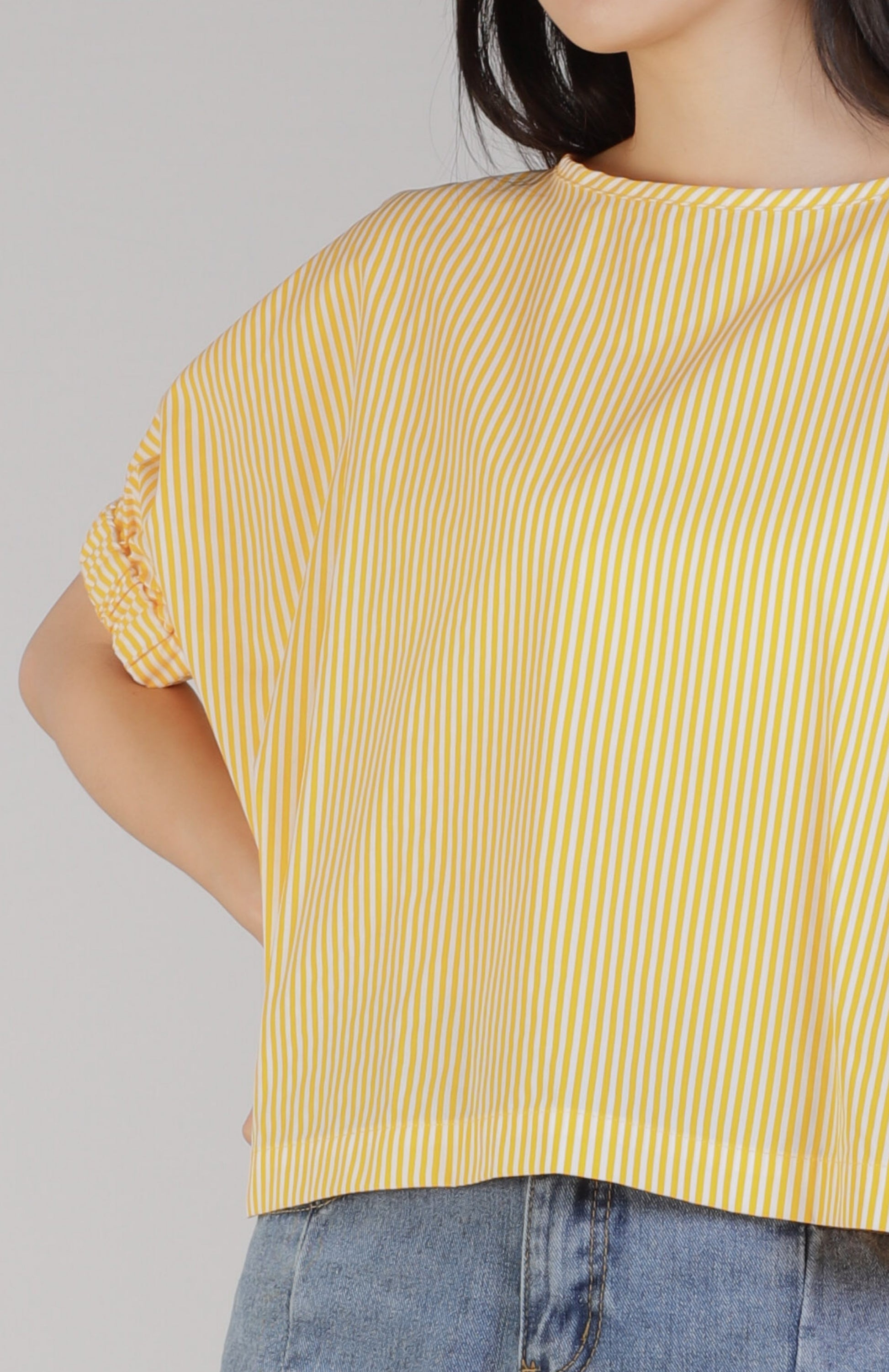 Jena Boxy Cropped Top - Yellow