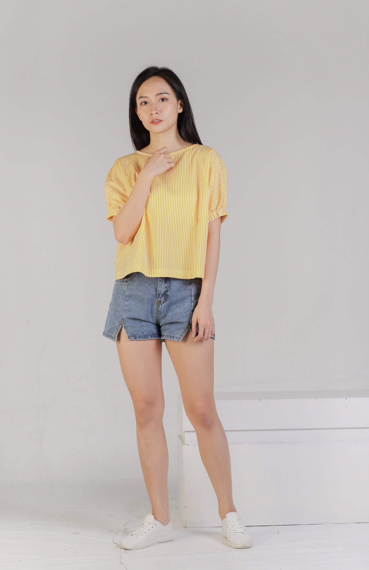 Jena Boxy Cropped Top - Yellow