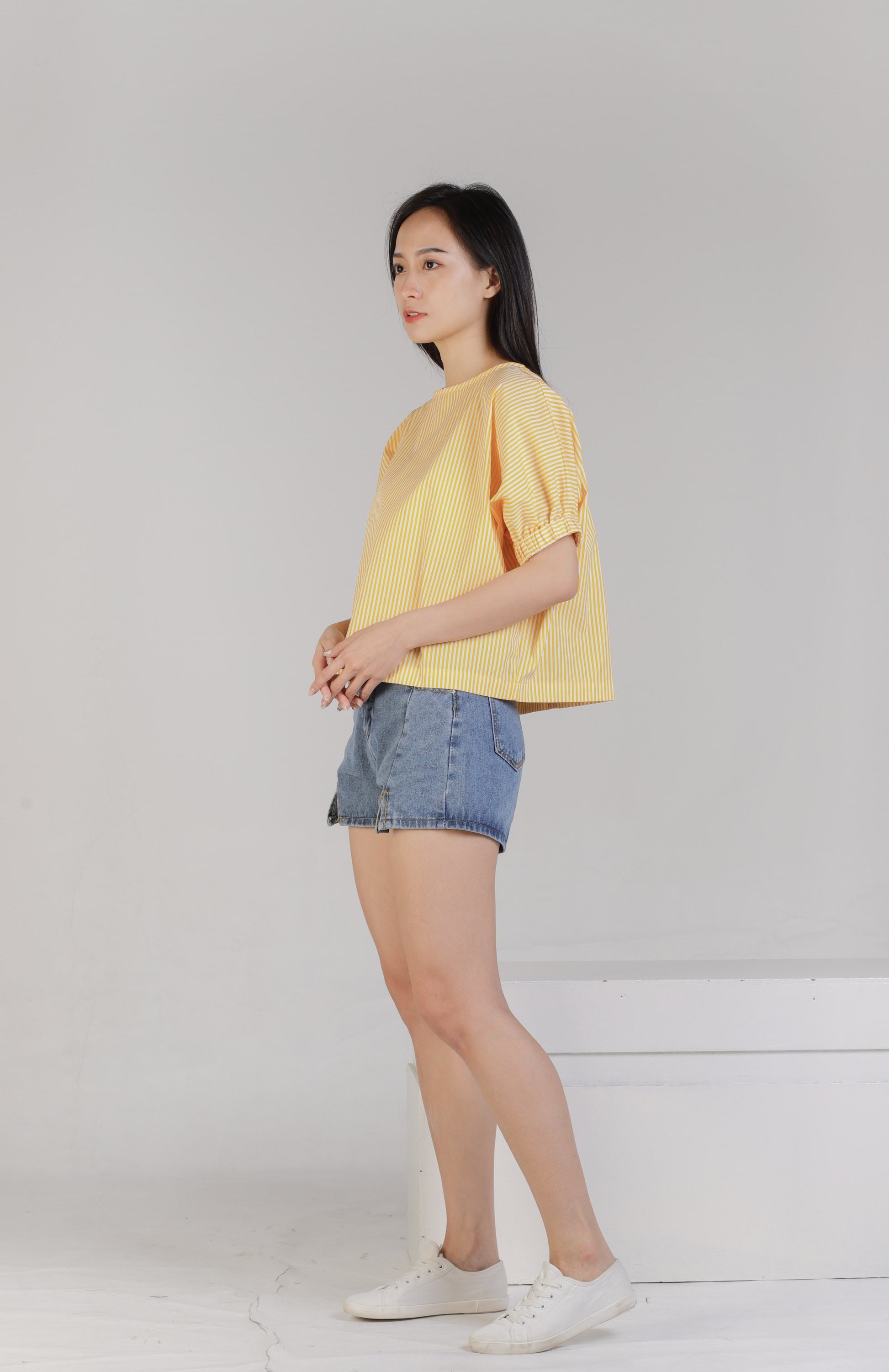 Jena Boxy Cropped Top - Yellow
