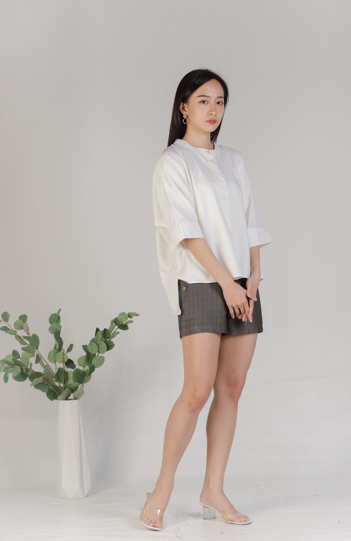 Mollie Mandarin Collar Tunic - Ivory