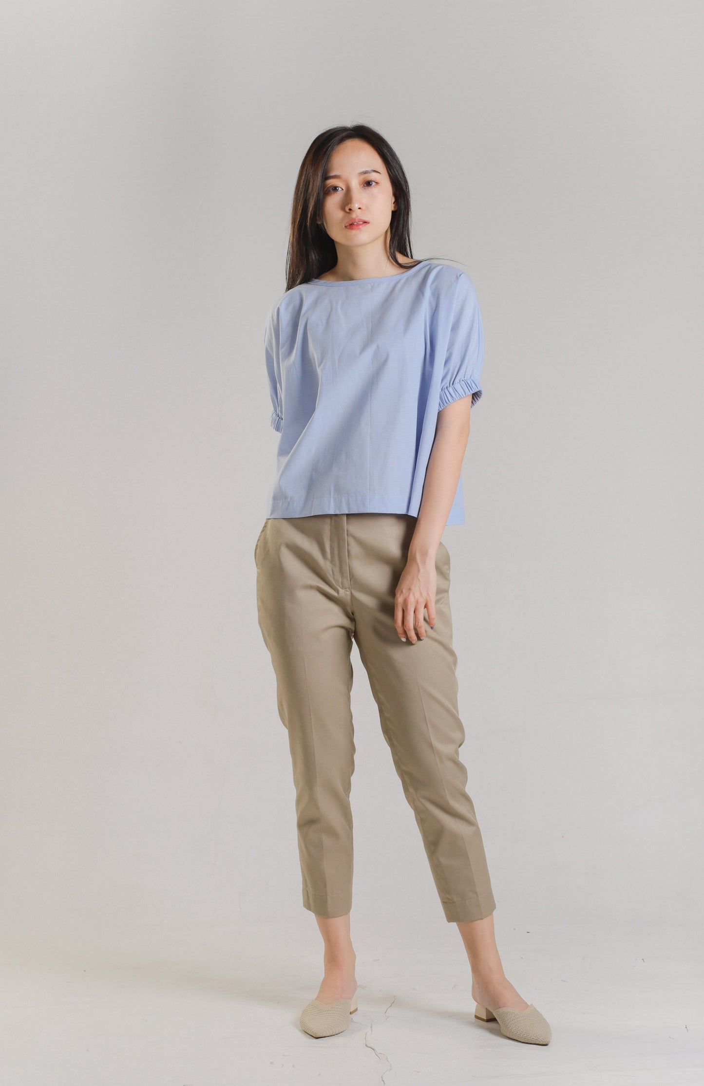 Jena Boxy Cropped Top - Blue