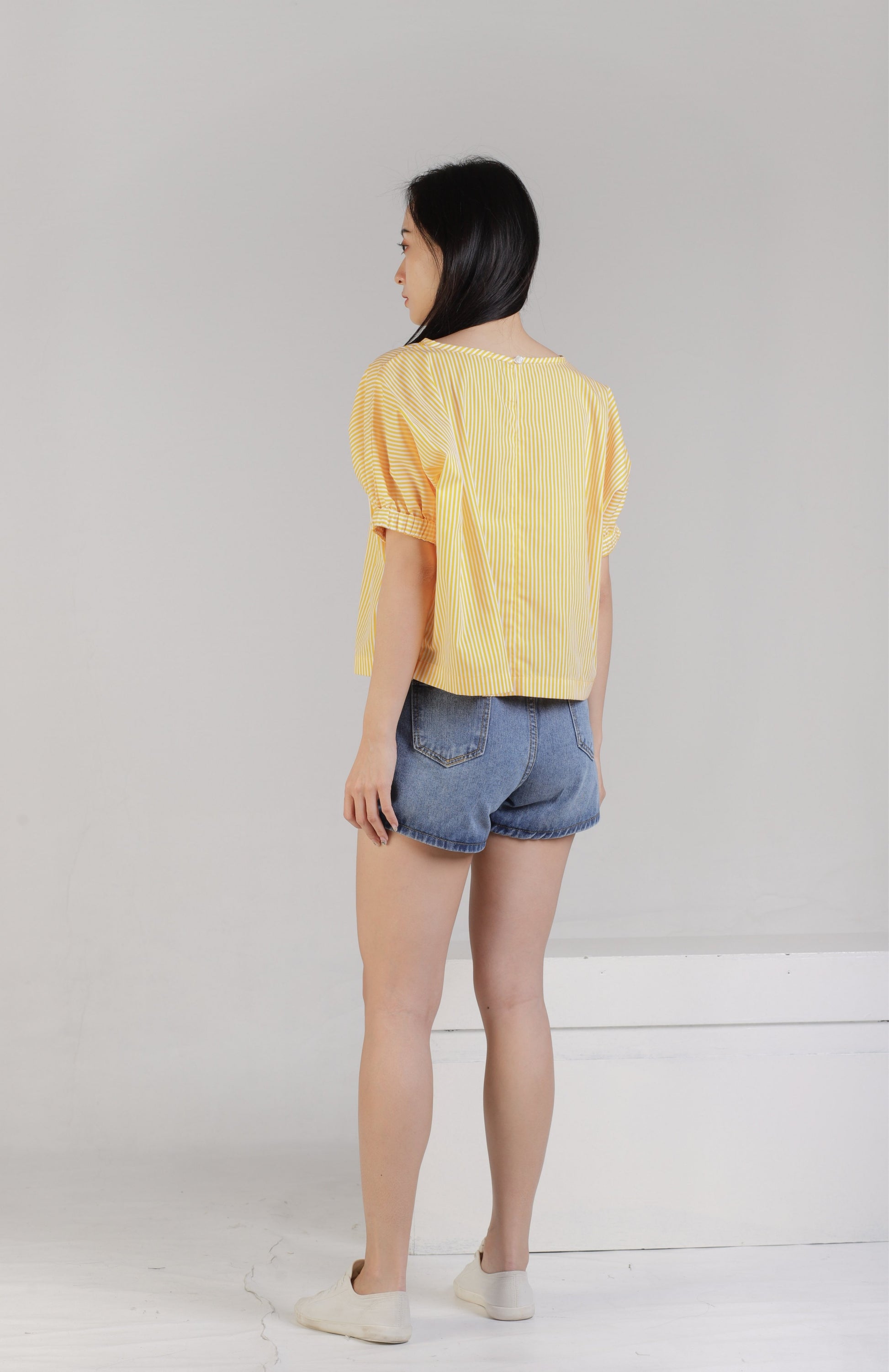 Jena Boxy Cropped Top - Yellow