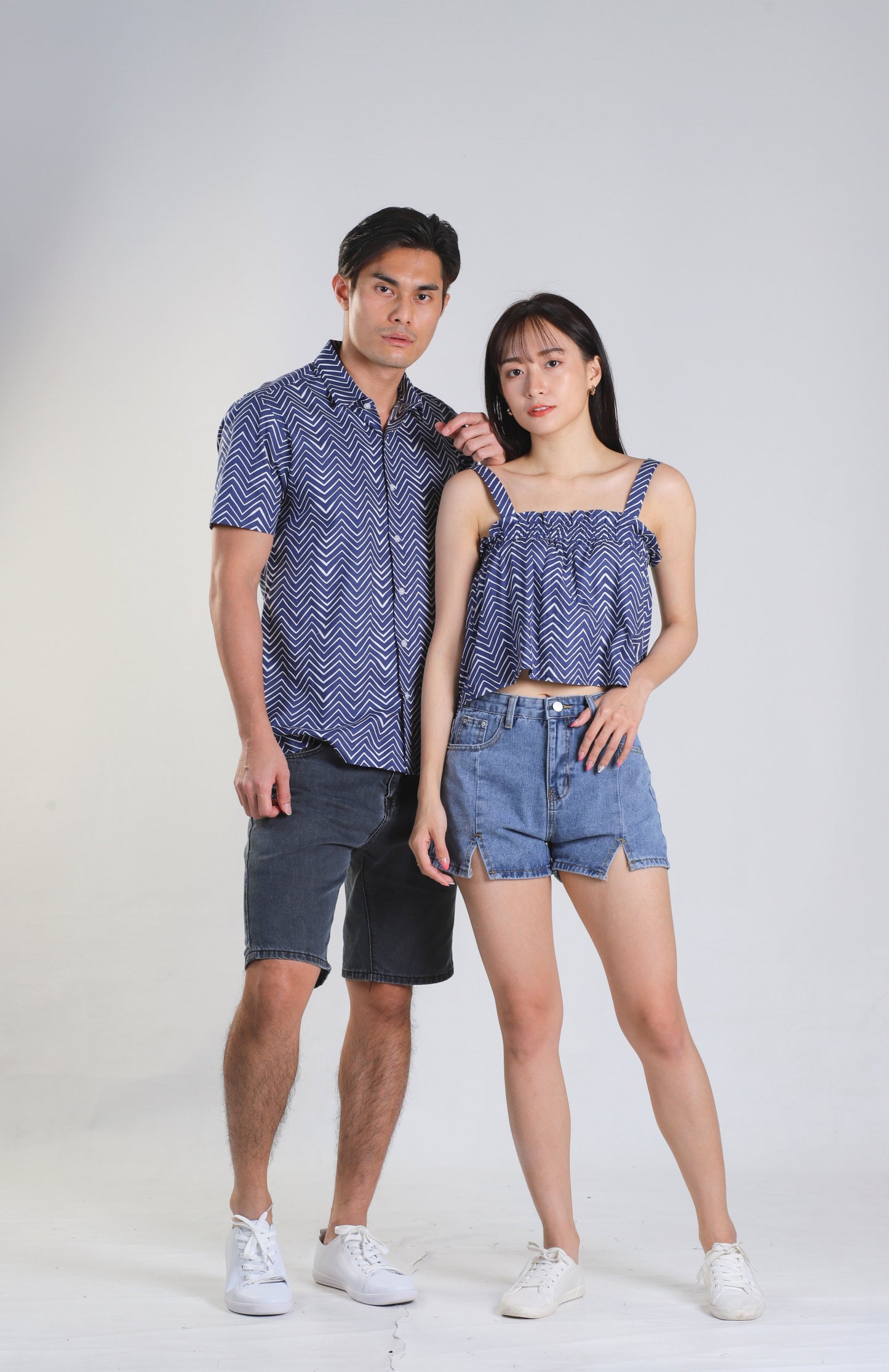 Jaeryl Blue Chevron Top
