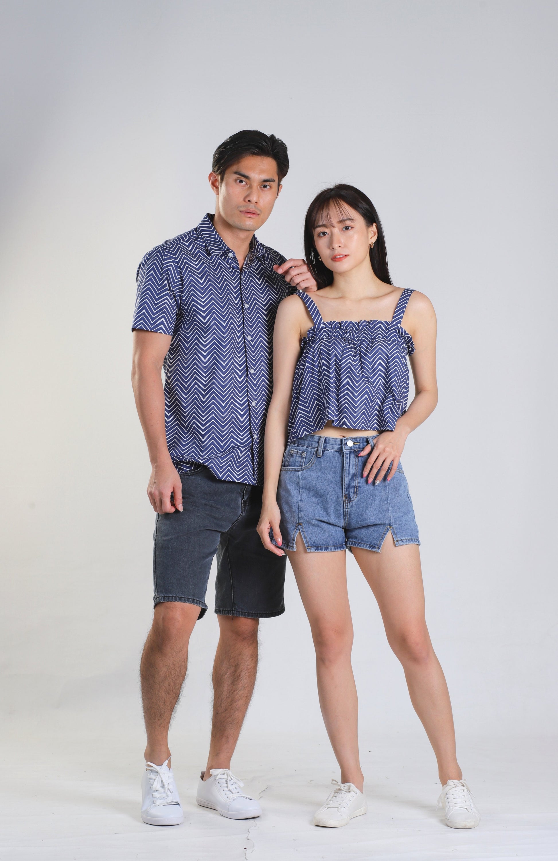 Jaeryl Blue Chevron Top