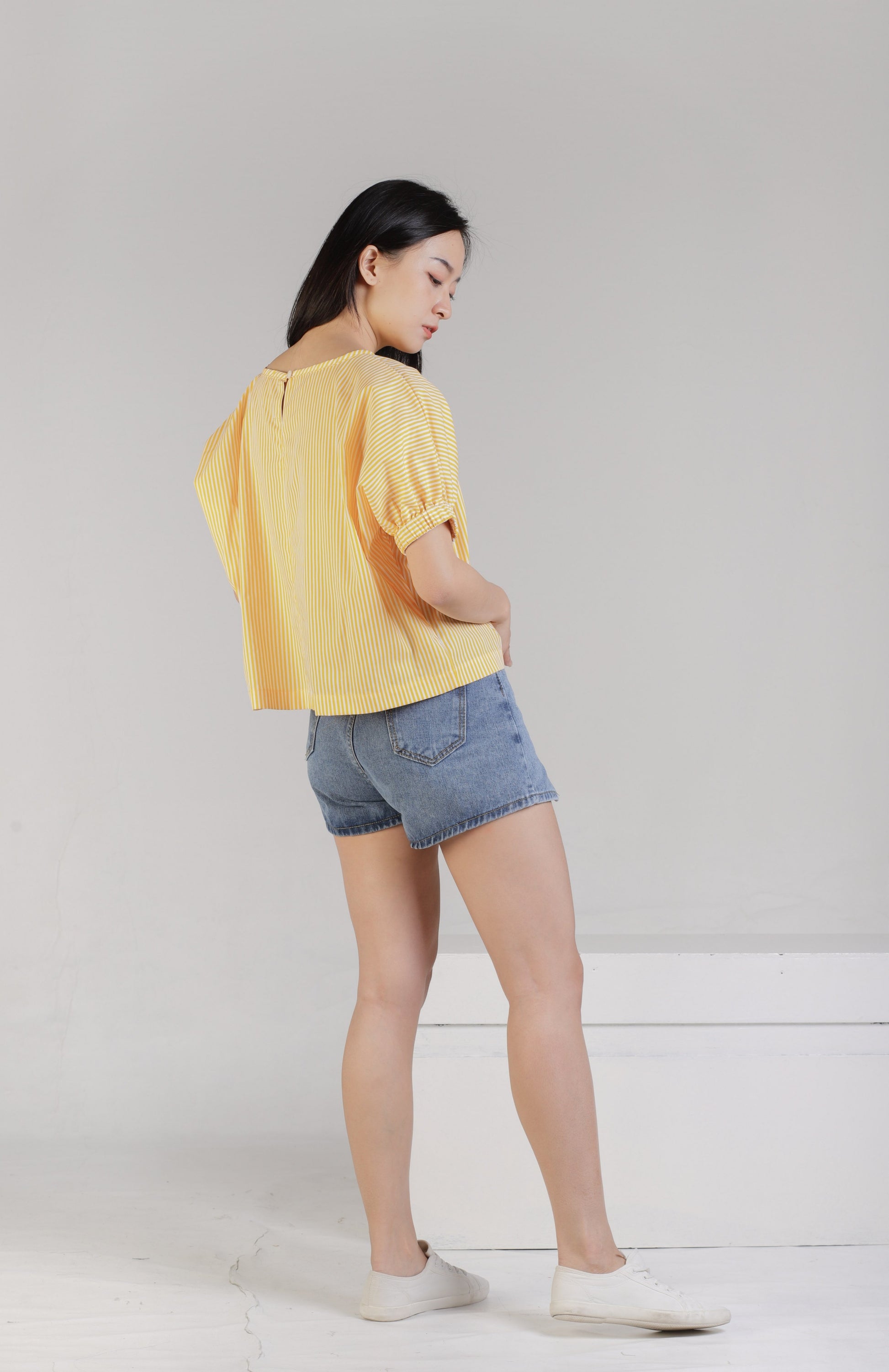 Jena Boxy Cropped Top - Yellow