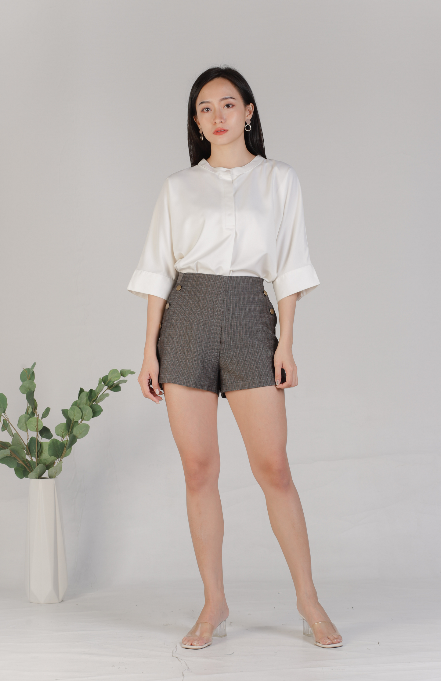 Mollie Mandarin Collar Tunic - Ivory