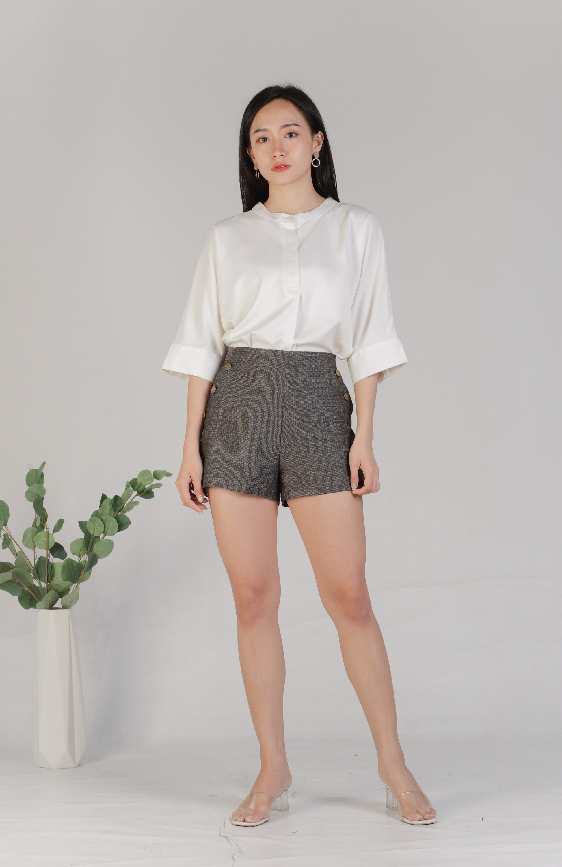 Mollie Mandarin Collar Tunic - Ivory