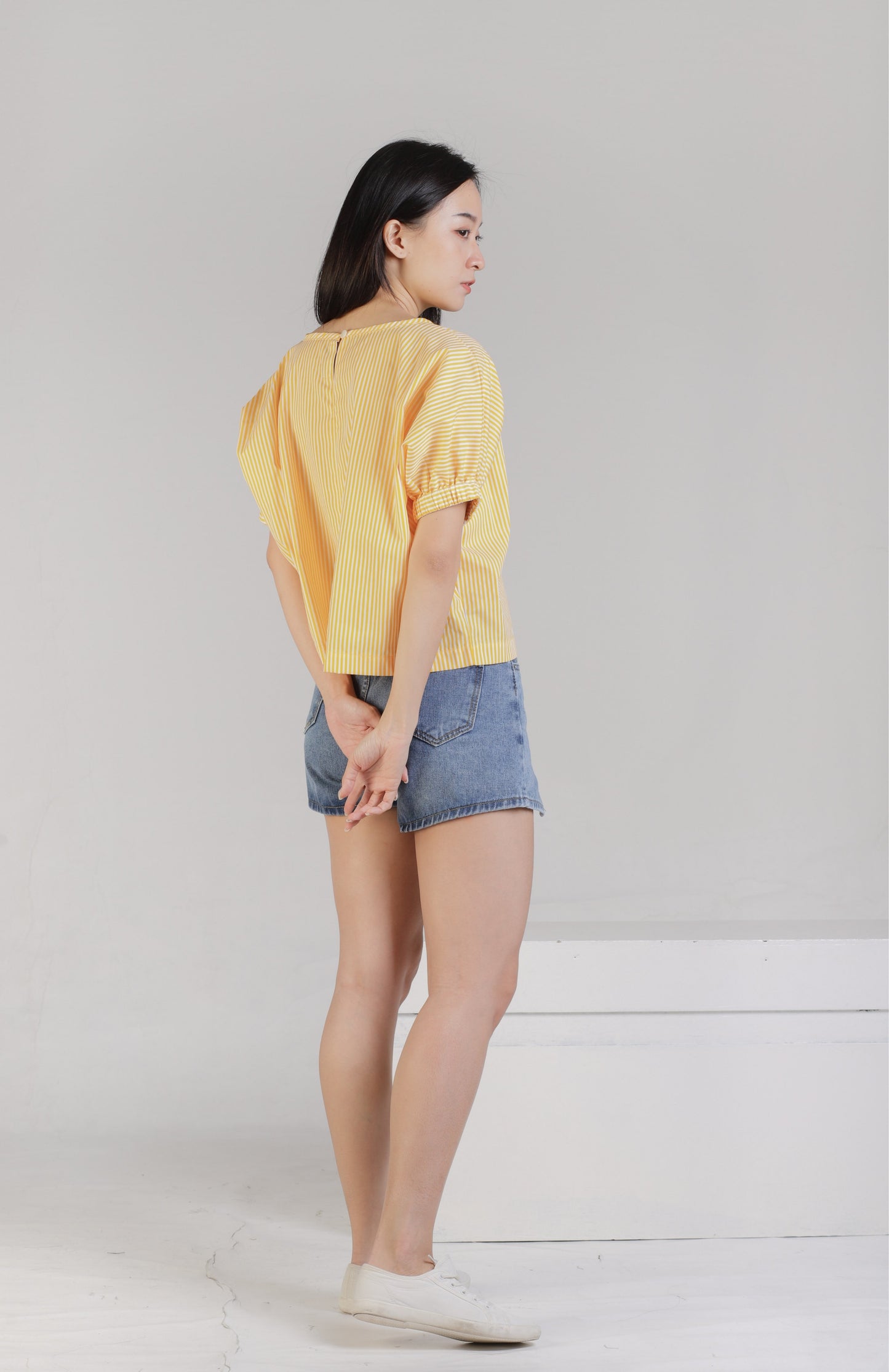 Jena Boxy Cropped Top - Yellow