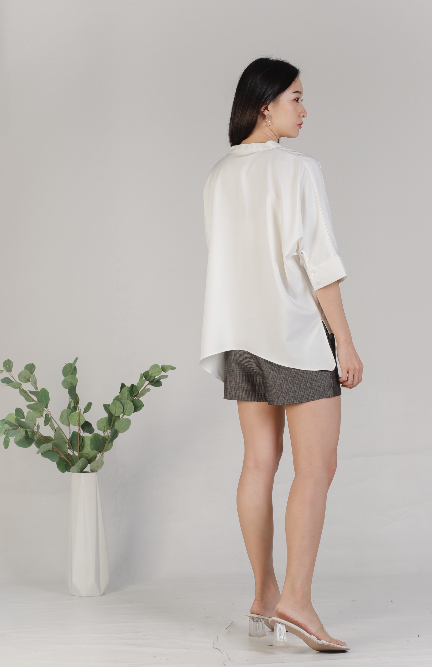 Mollie Mandarin Collar Tunic - Ivory