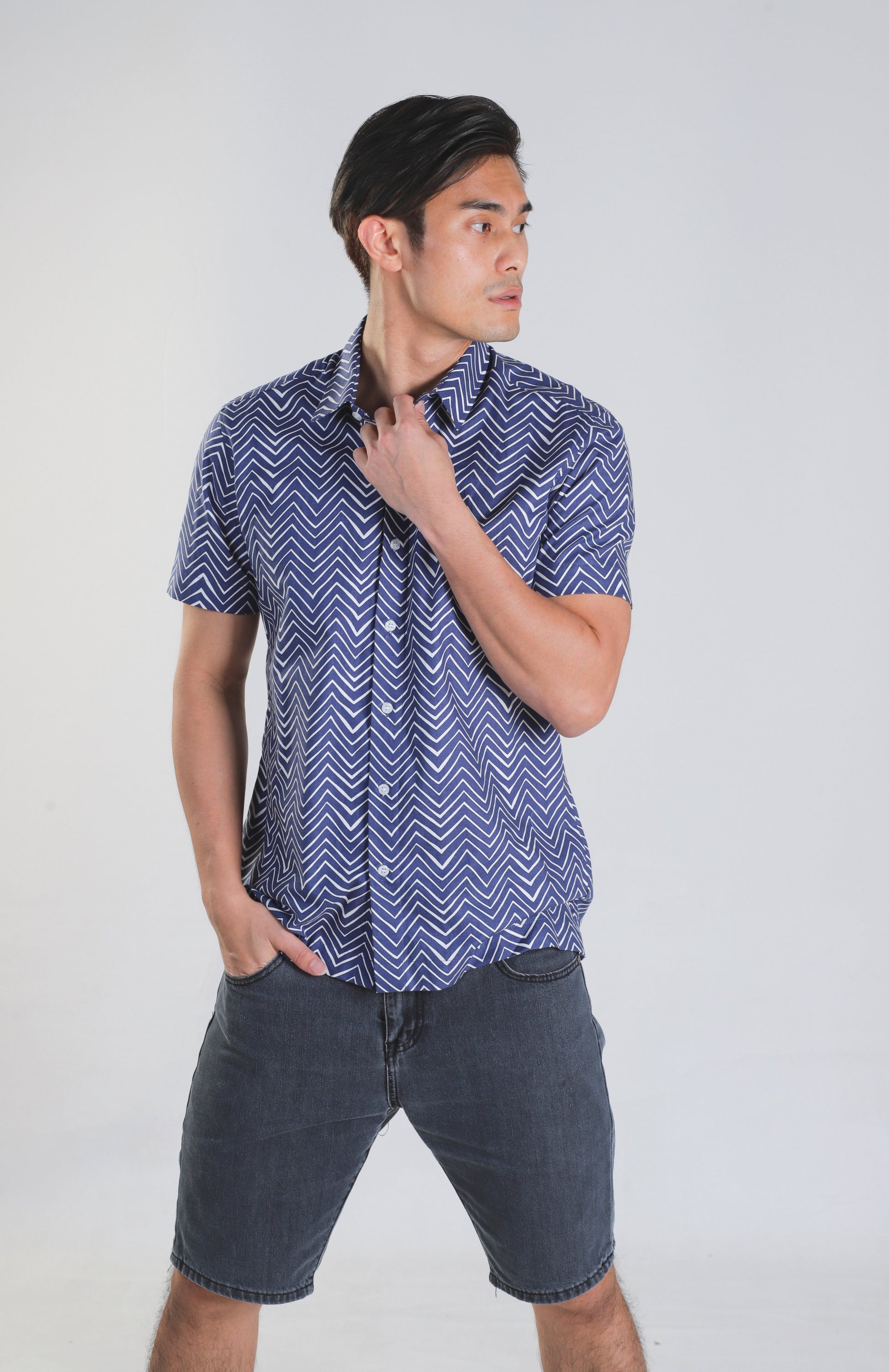 Jaeron Blue Chevron Shirt