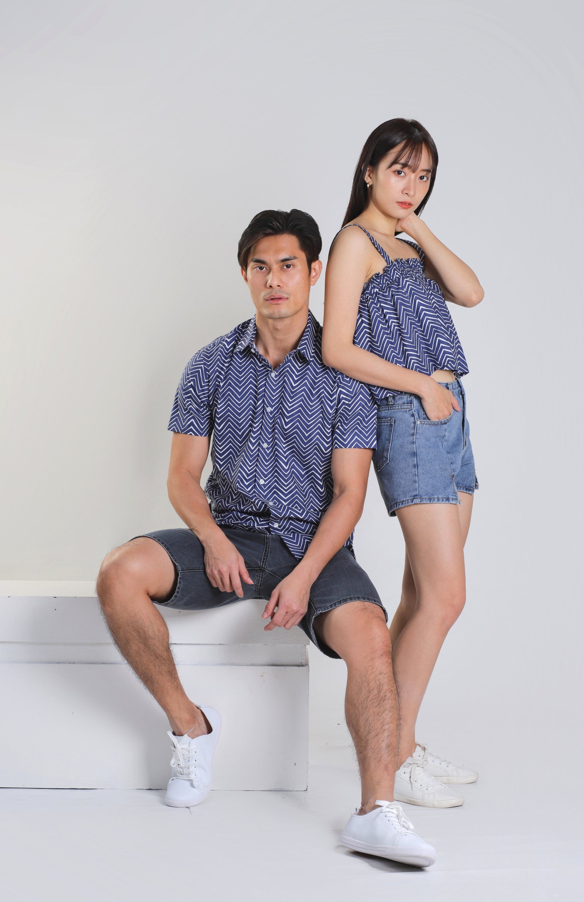 Jaeryl Blue Chevron Top
