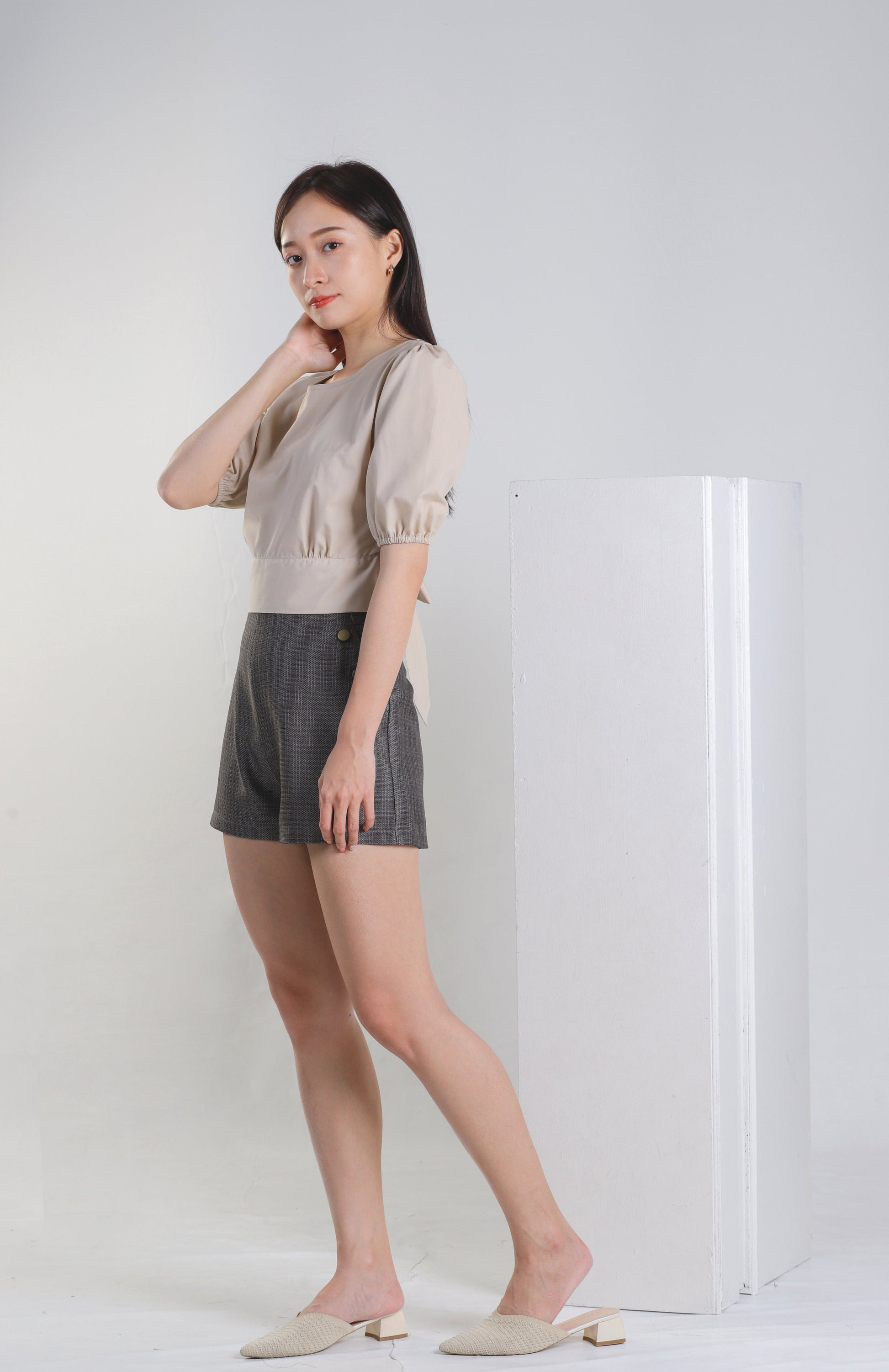 Jadine Ribbon Top - Nude