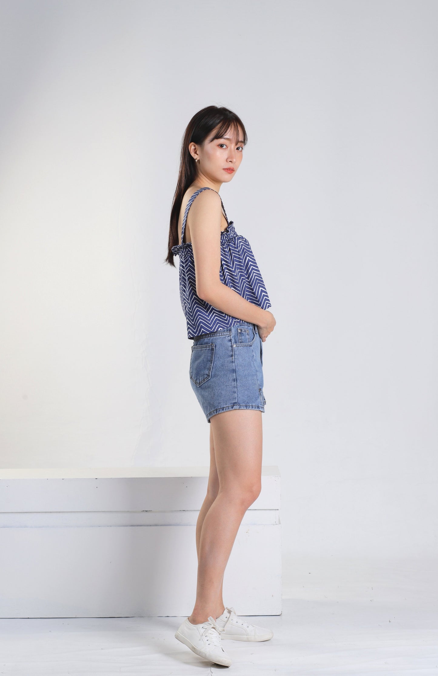 Jaeryl Blue Chevron Top