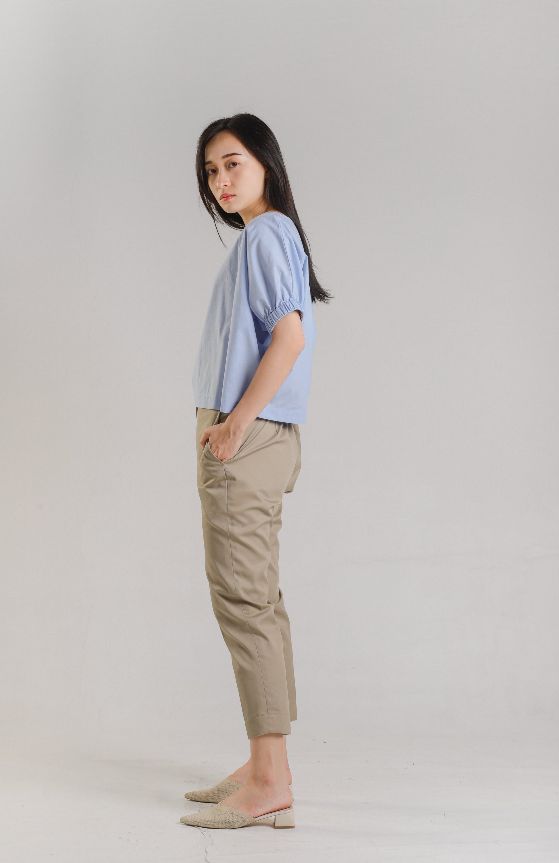 Jena Boxy Cropped Top - Blue
