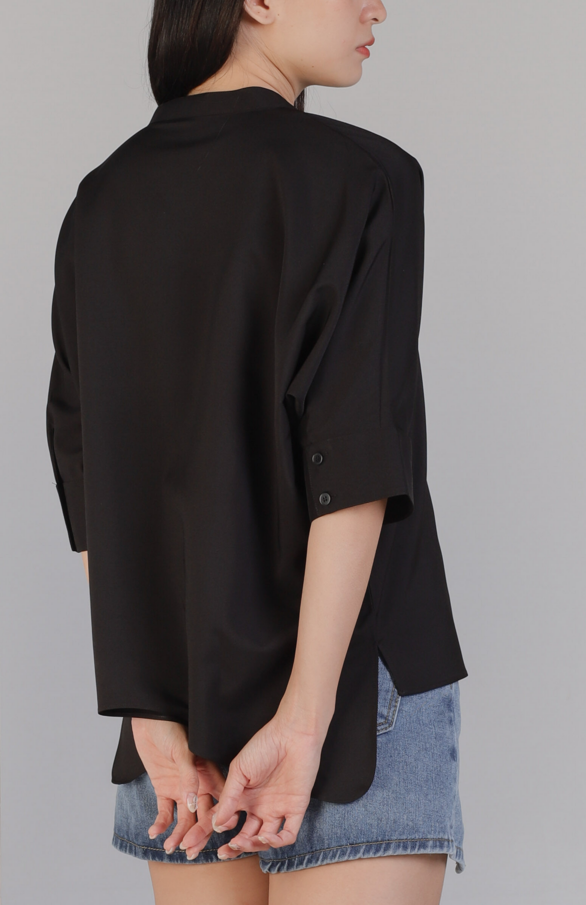Mollie Mandarin Collar Tunic - Black