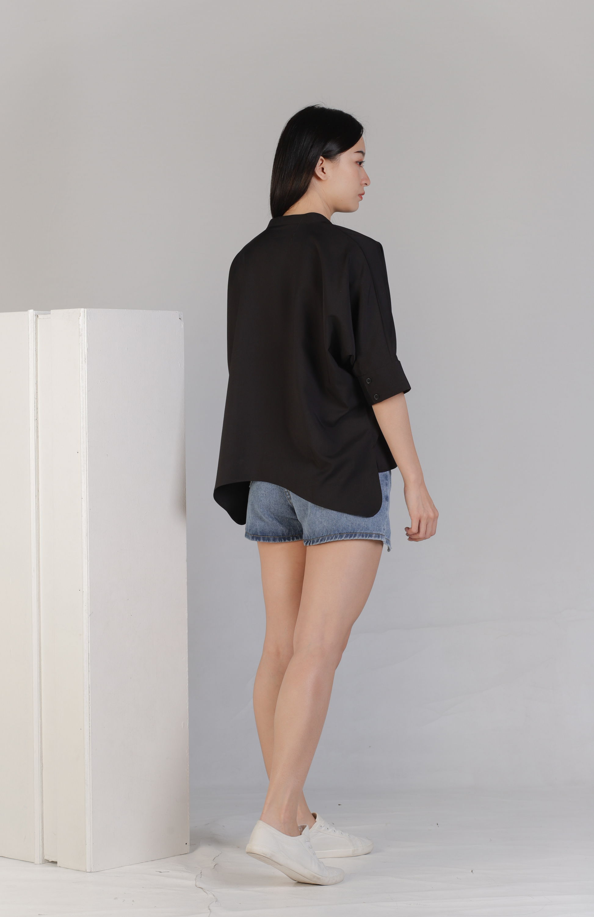 Mollie Mandarin Collar Tunic - Black