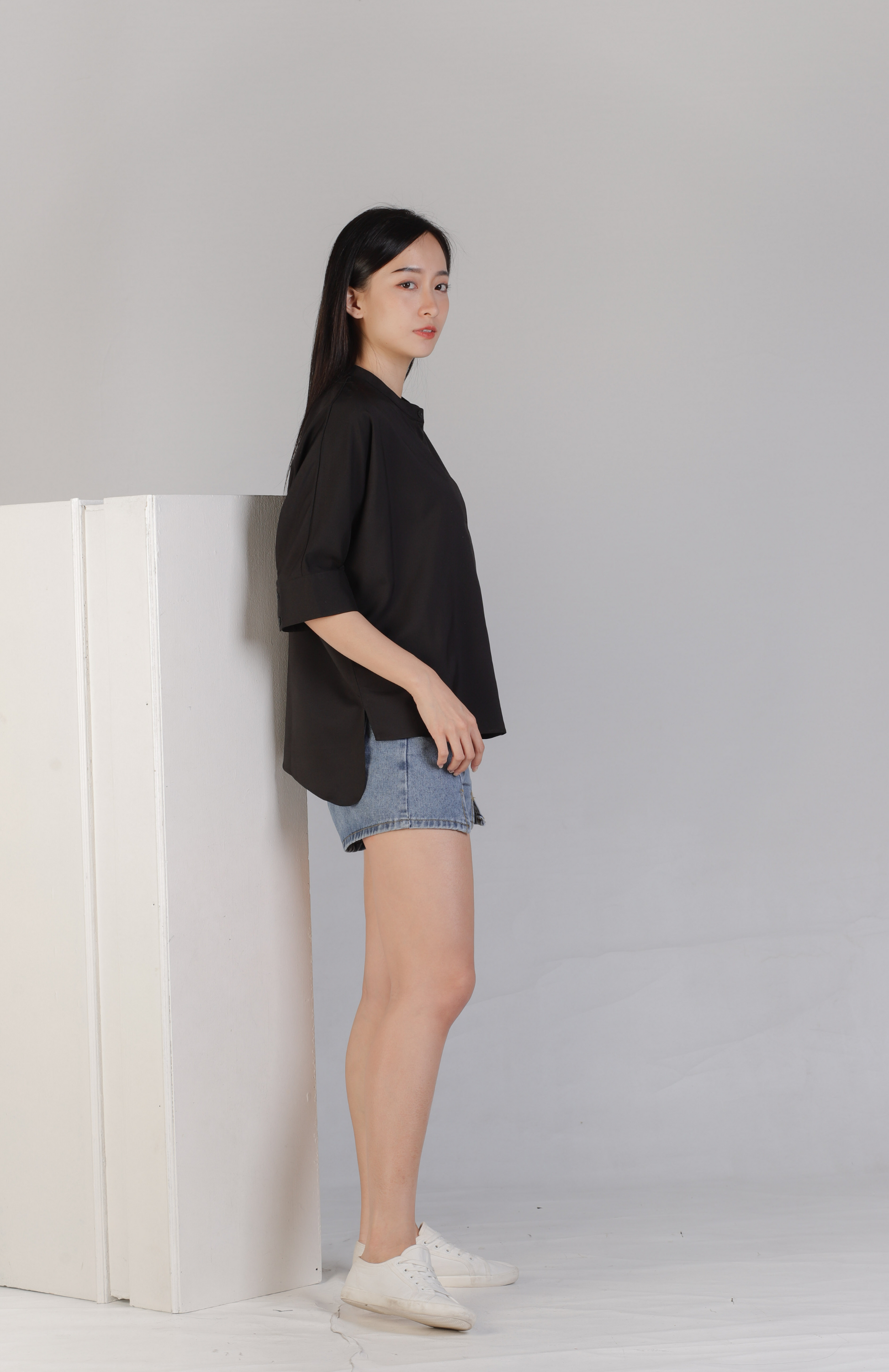 Mollie Mandarin Collar Tunic - Black