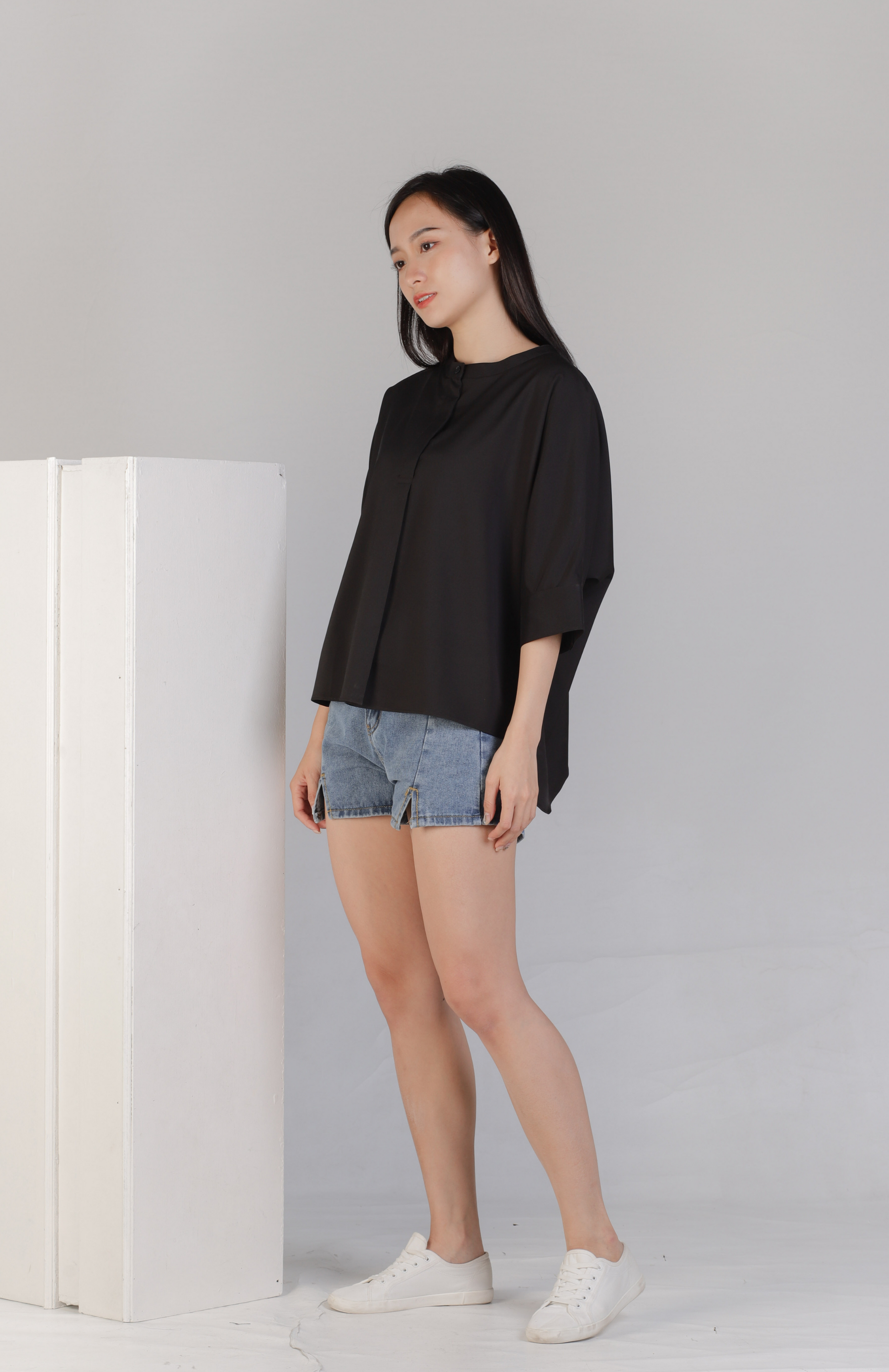 Mollie Mandarin Collar Tunic - Ivory
