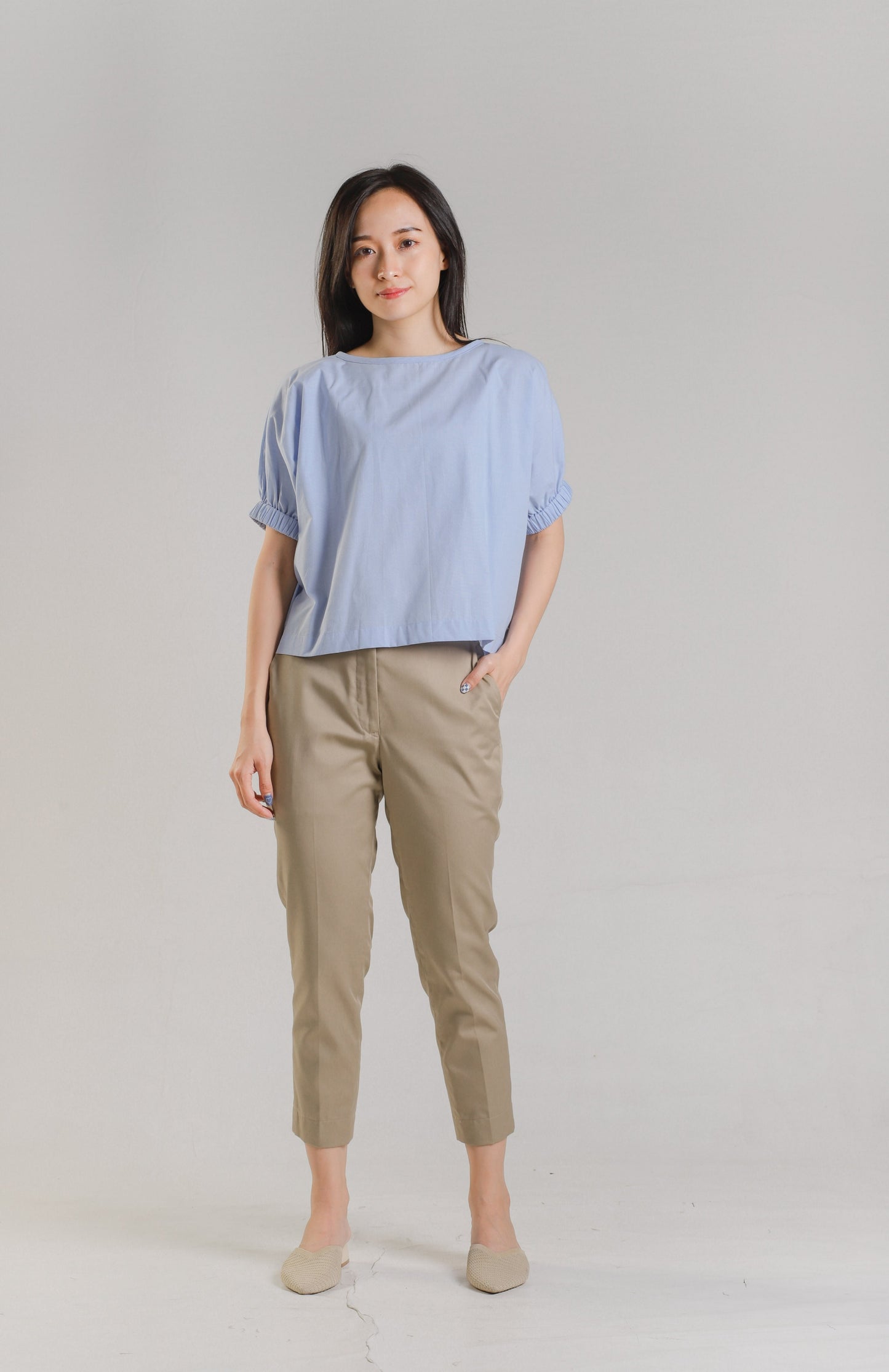 Jena Boxy Cropped Top - Blue