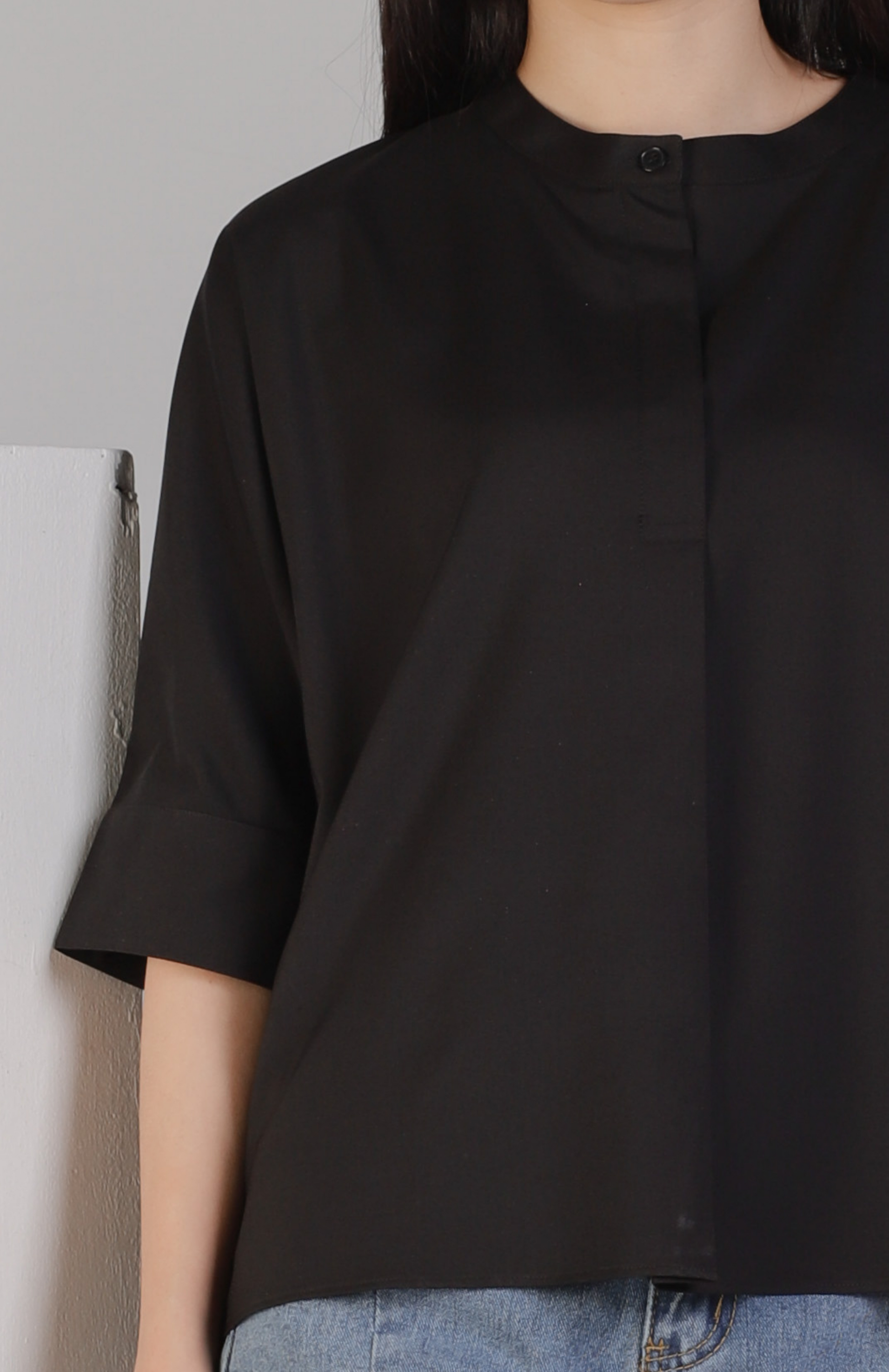 Mollie Mandarin Collar Tunic - Black