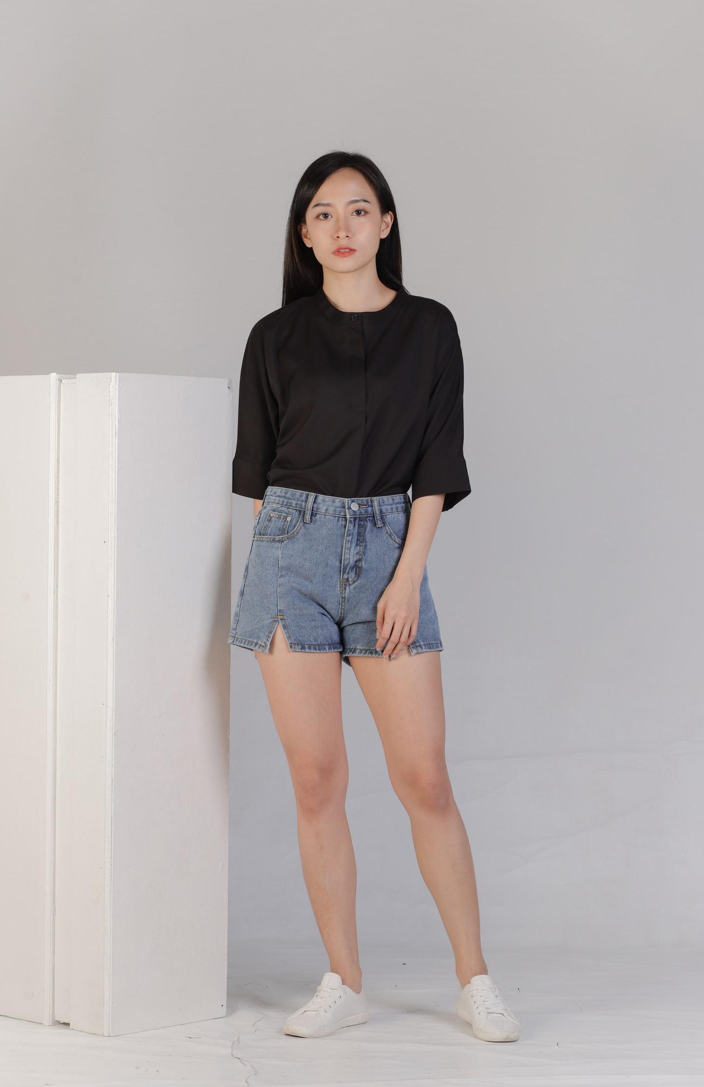 Mollie Mandarin Collar Tunic - Black