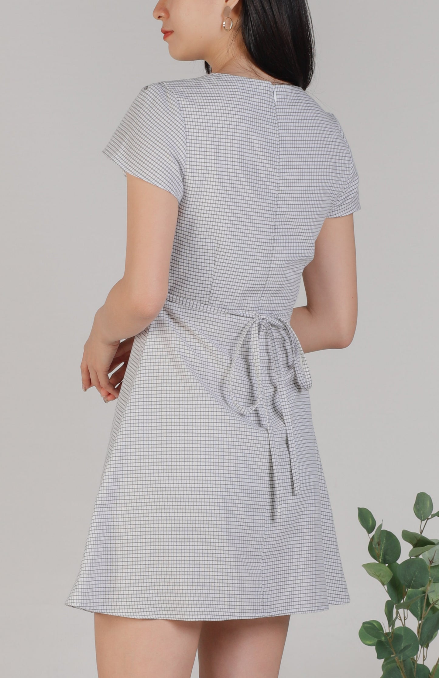Alisa Faux Wrapped Dress - Checker