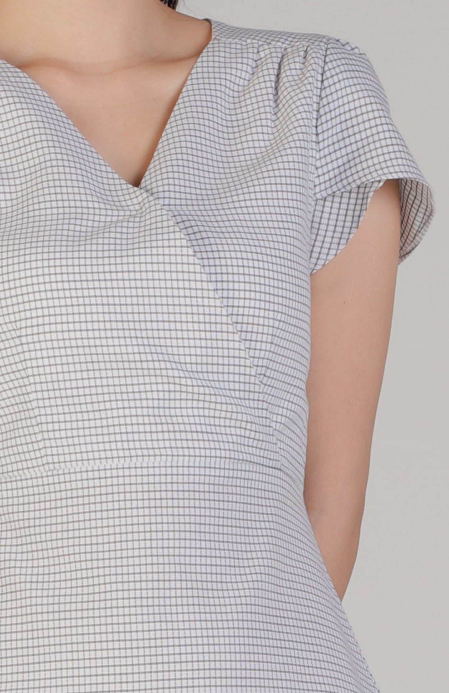 Alisa Faux Wrapped Dress - Checker