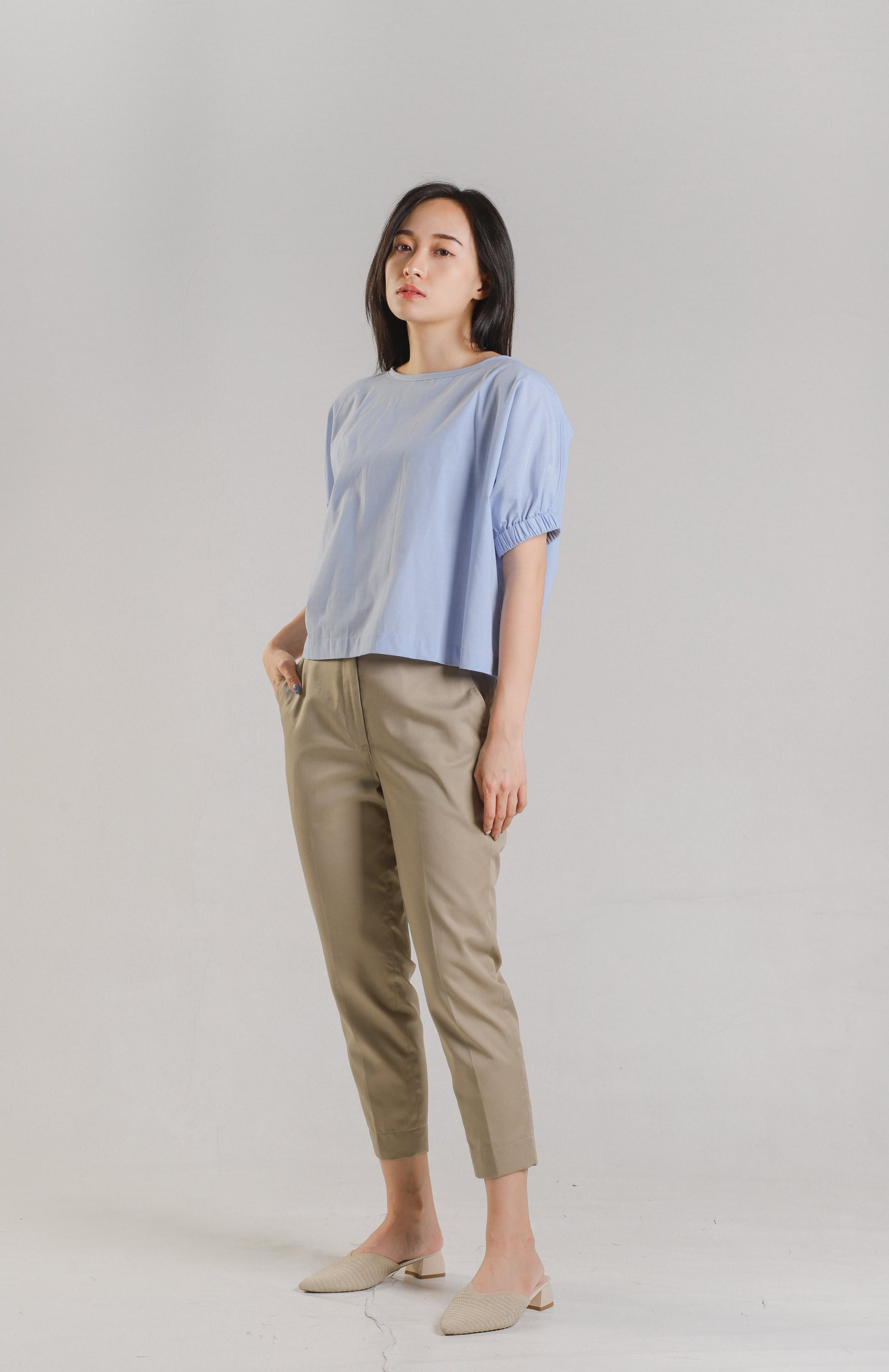 Jena Boxy Cropped Top - Blue