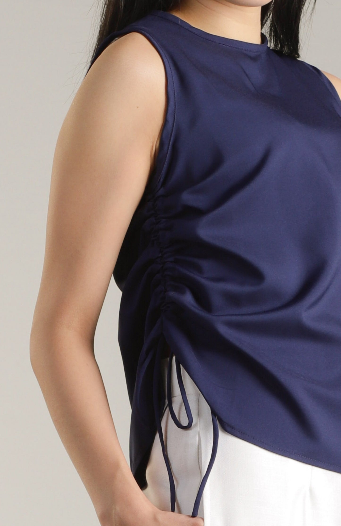 Arin Ruched Top - Navy