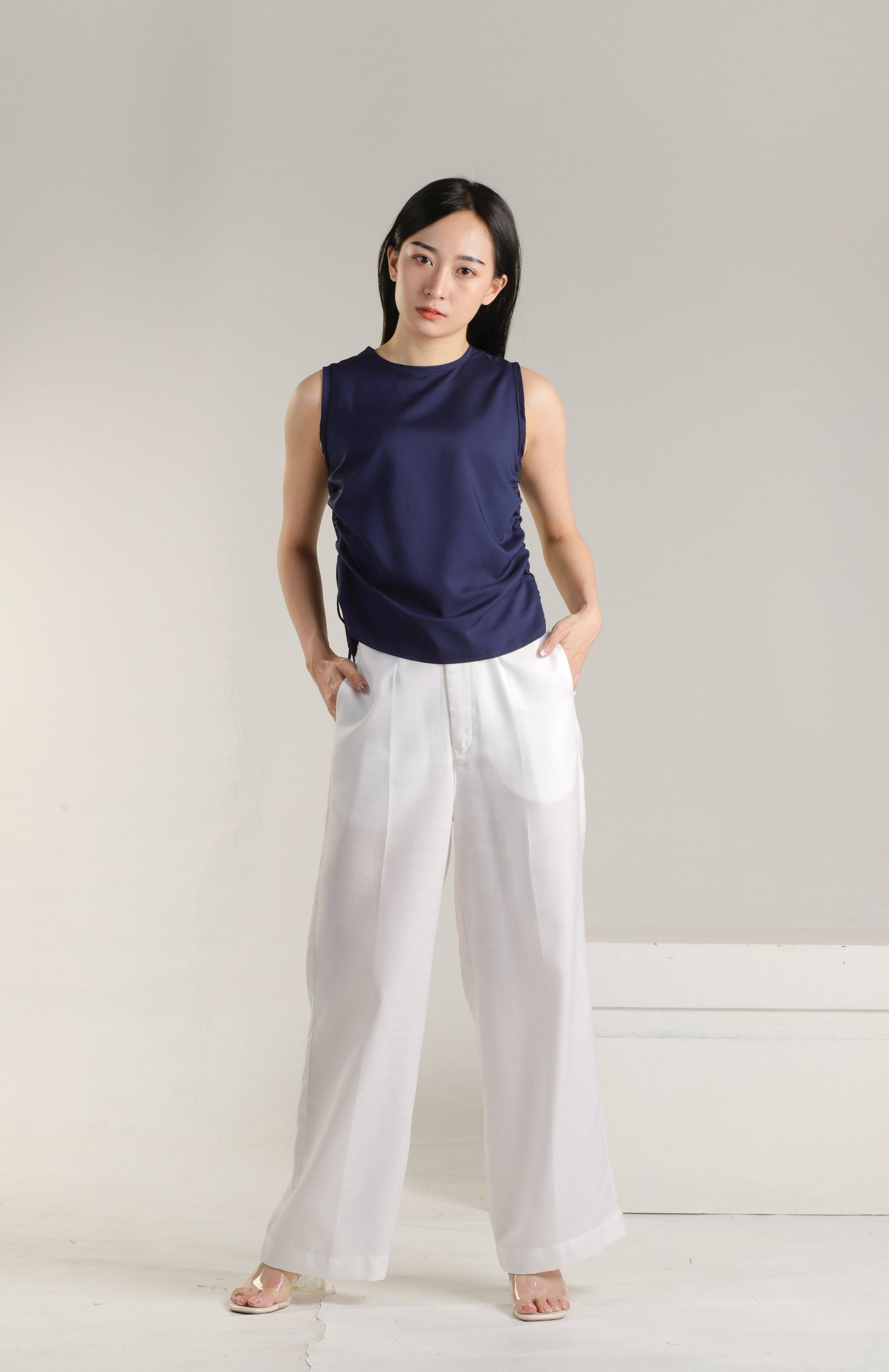 Arin Ruched Top - Navy