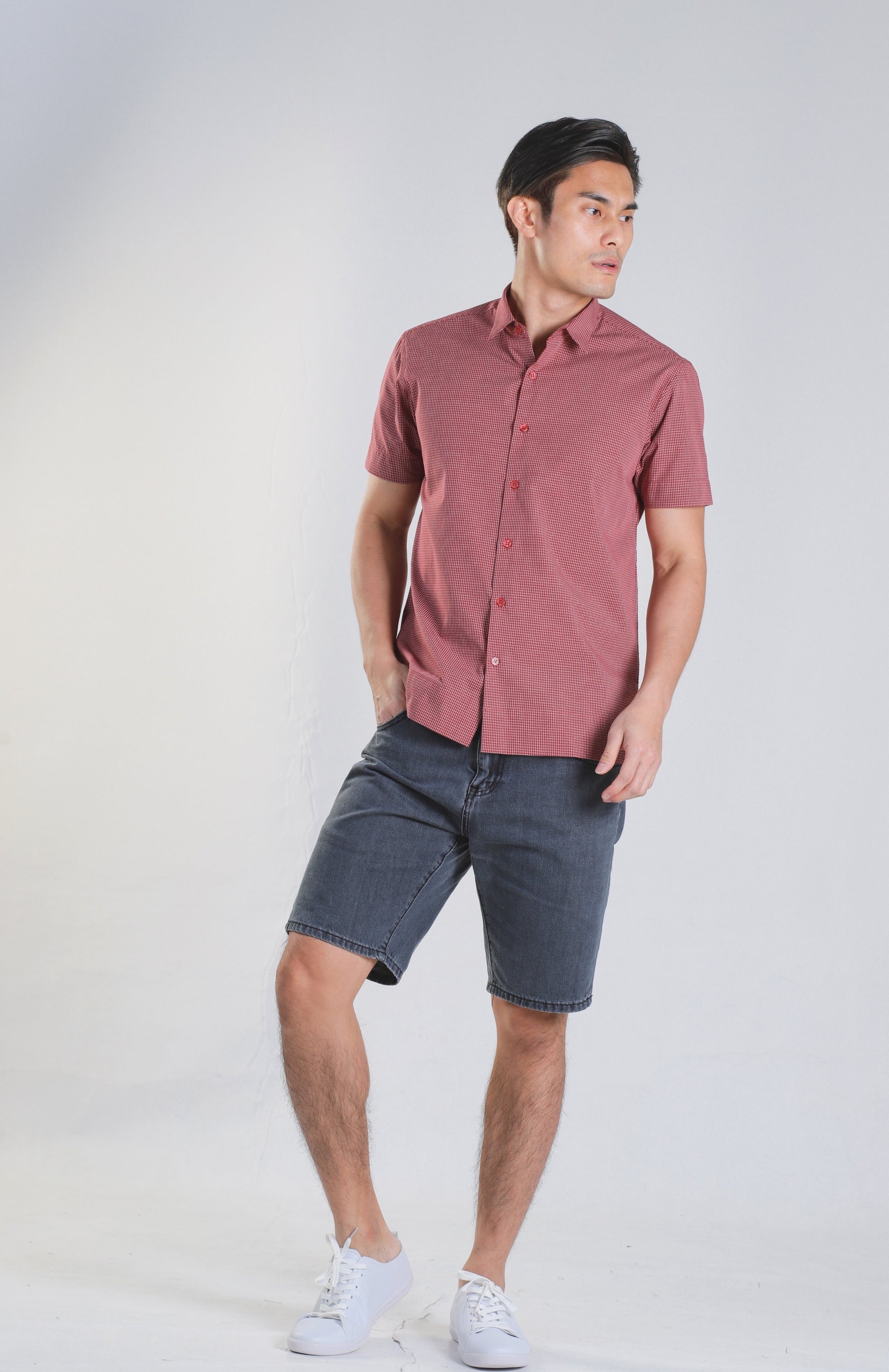 Jream Maroon Checks Shirt