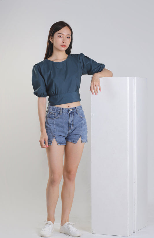 Jadine Ribbon Top - Turquoise