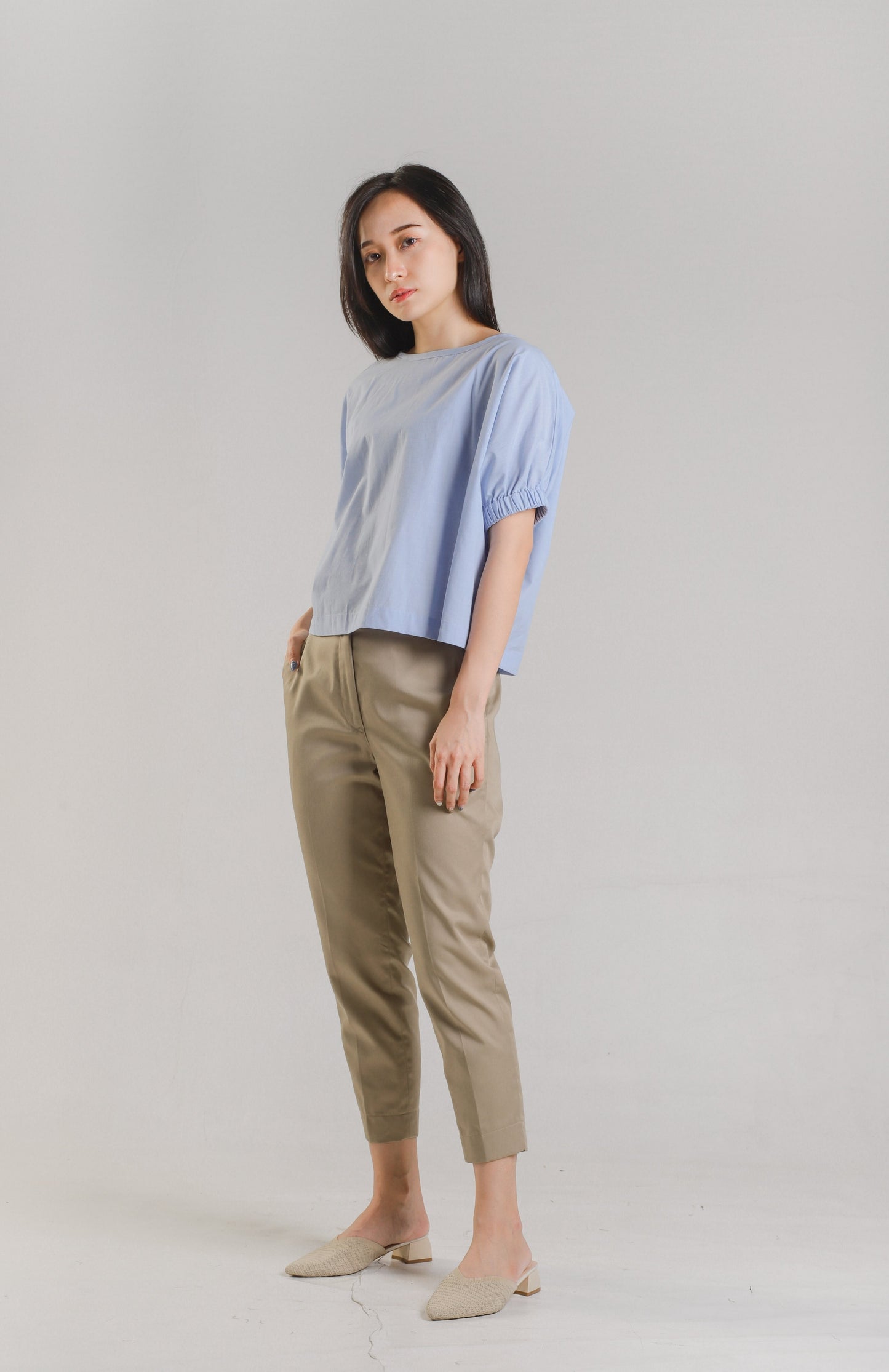 Jena Boxy Cropped Top - Blue