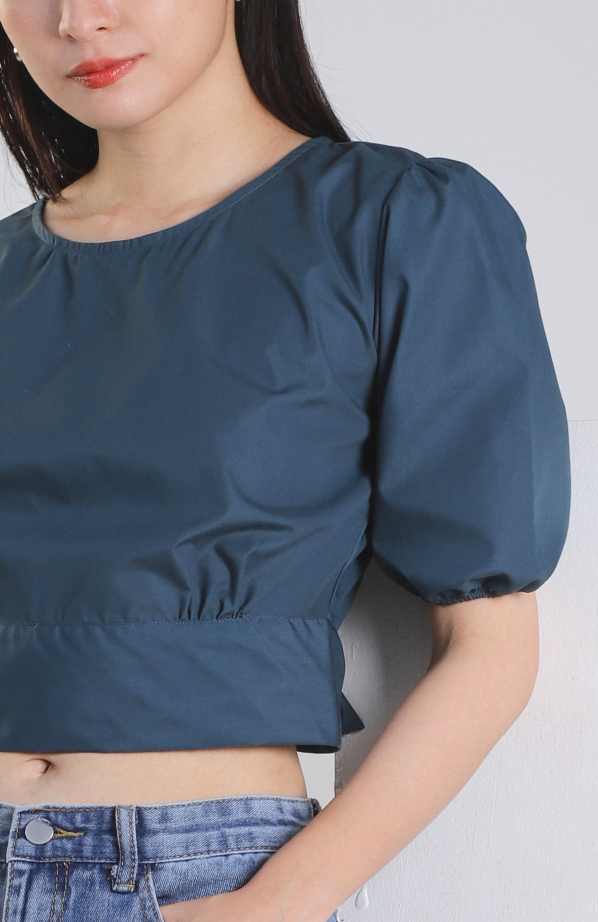 Jadine Ribbon Top - Turquoise