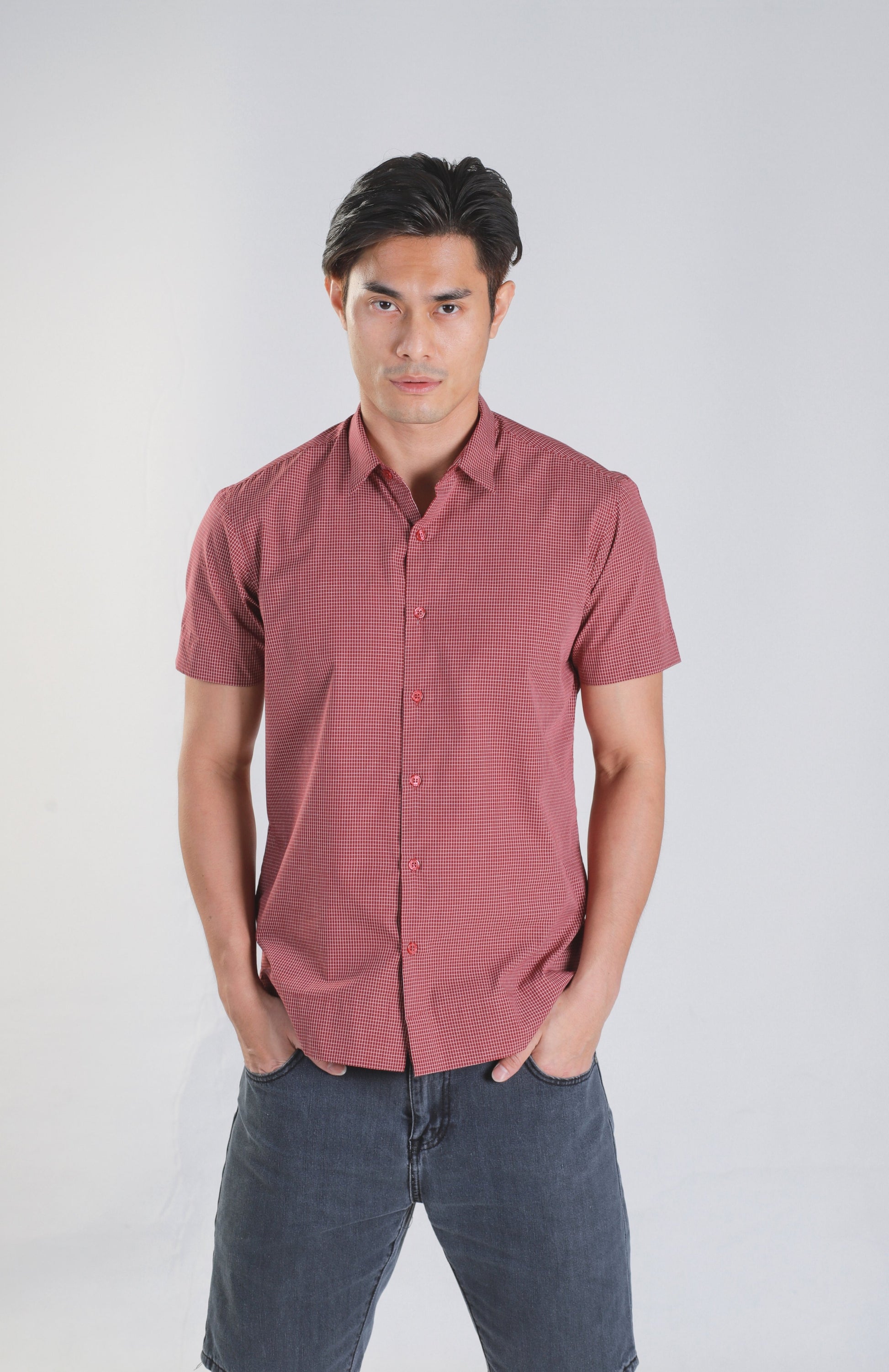 Jream Maroon Checks Shirt