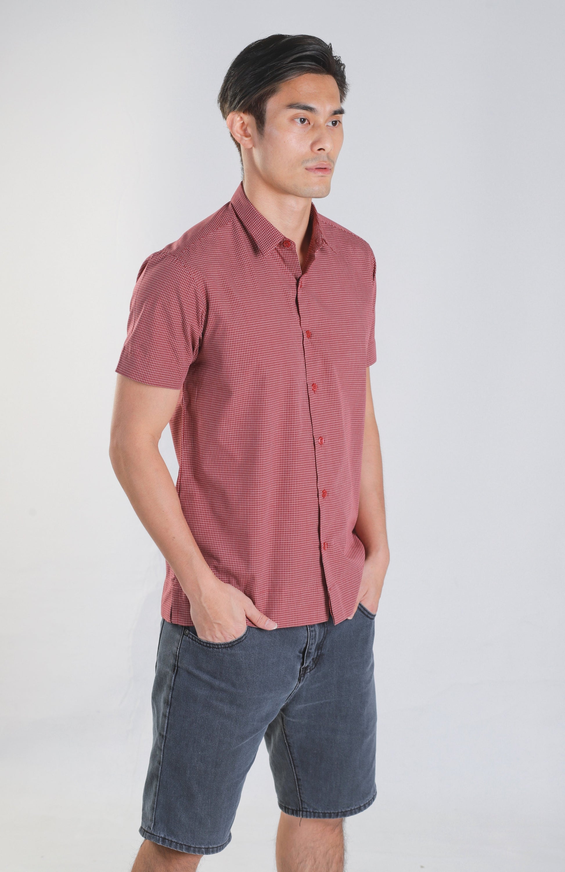 Jream Maroon Checks Shirt