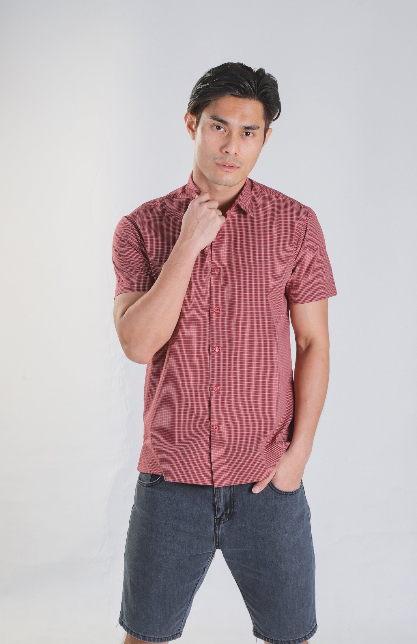Jream Maroon Checks Shirt