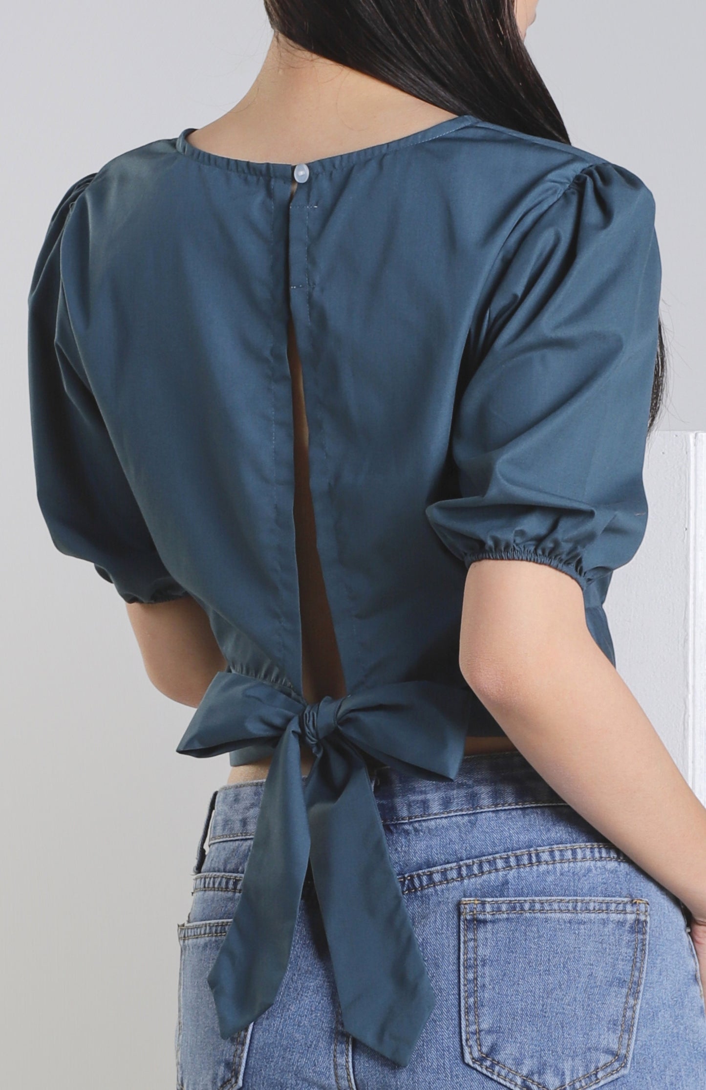 Jadine Ribbon Top - Turquoise