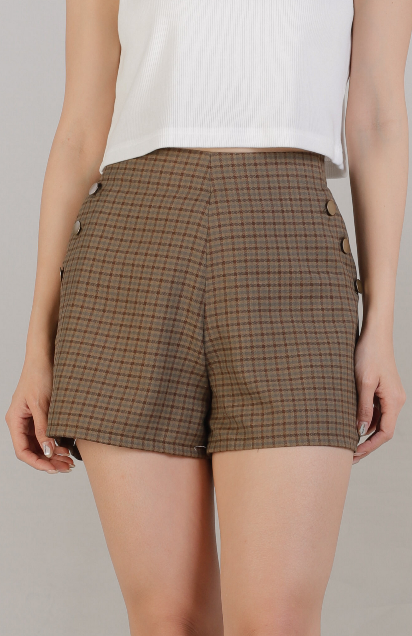 Madelyn Buttoned Bottom - Dark Checks
