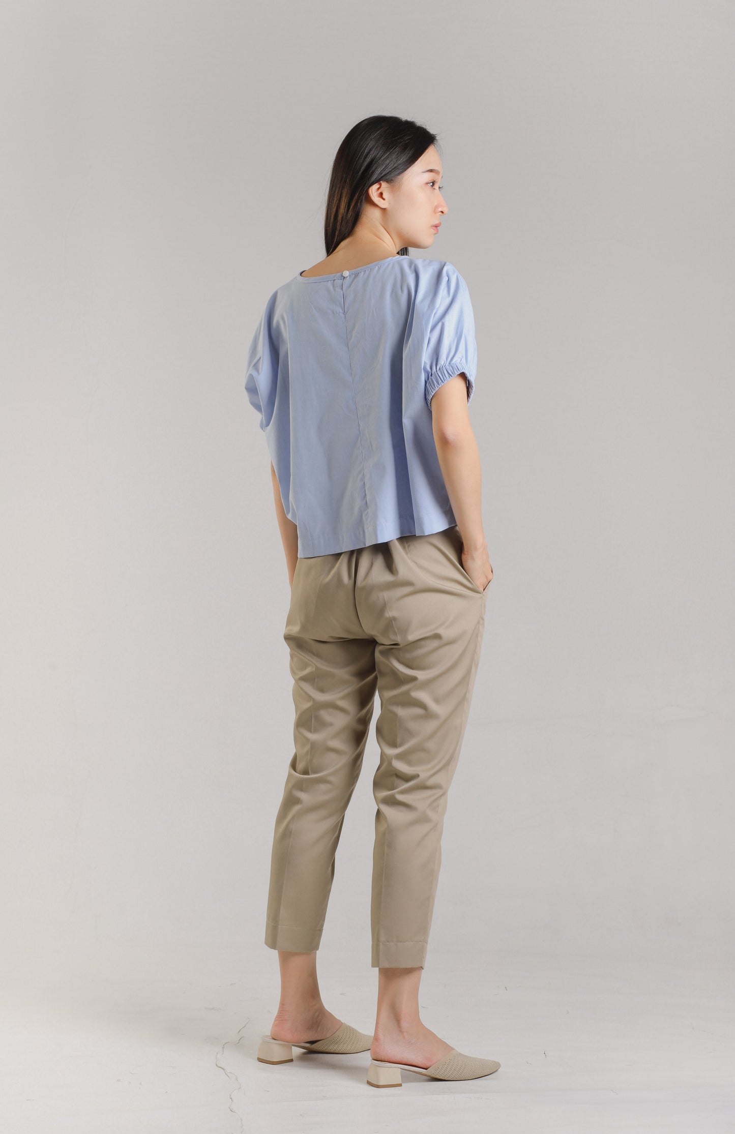 Jena Boxy Cropped Top - Blue