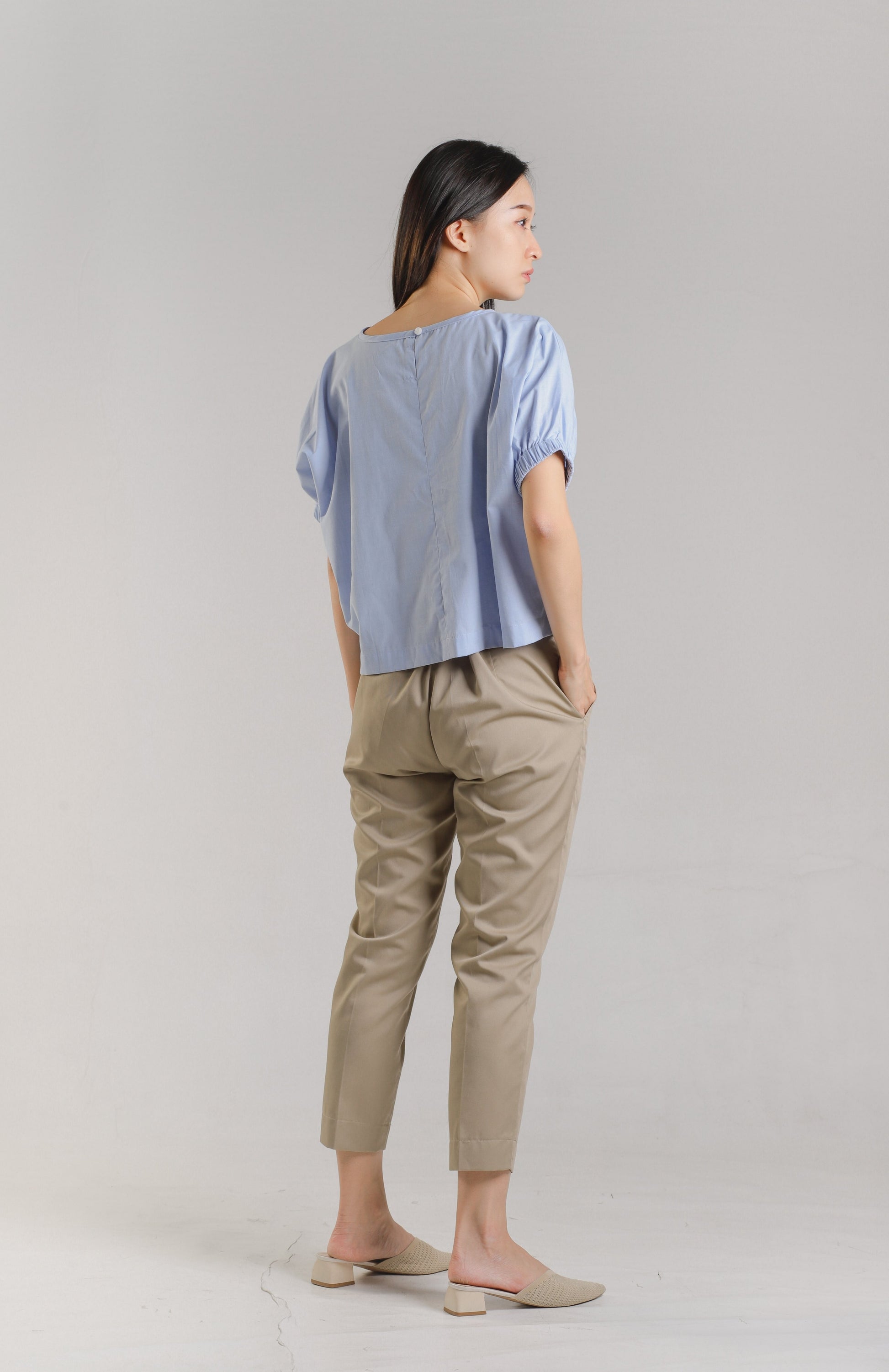 Jena Boxy Cropped Top - Blue