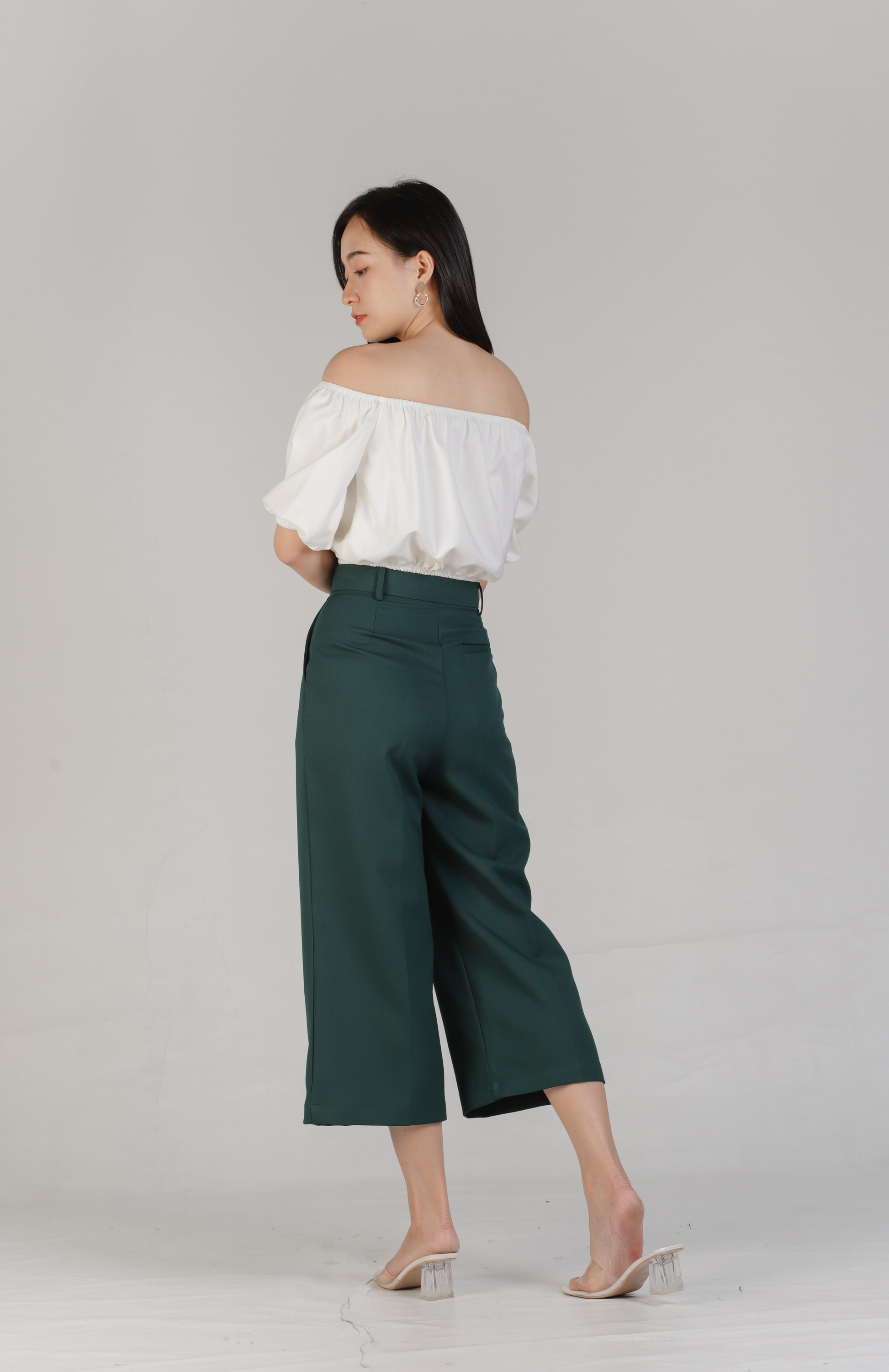 Maia Bardot Cropped Top - Ivory