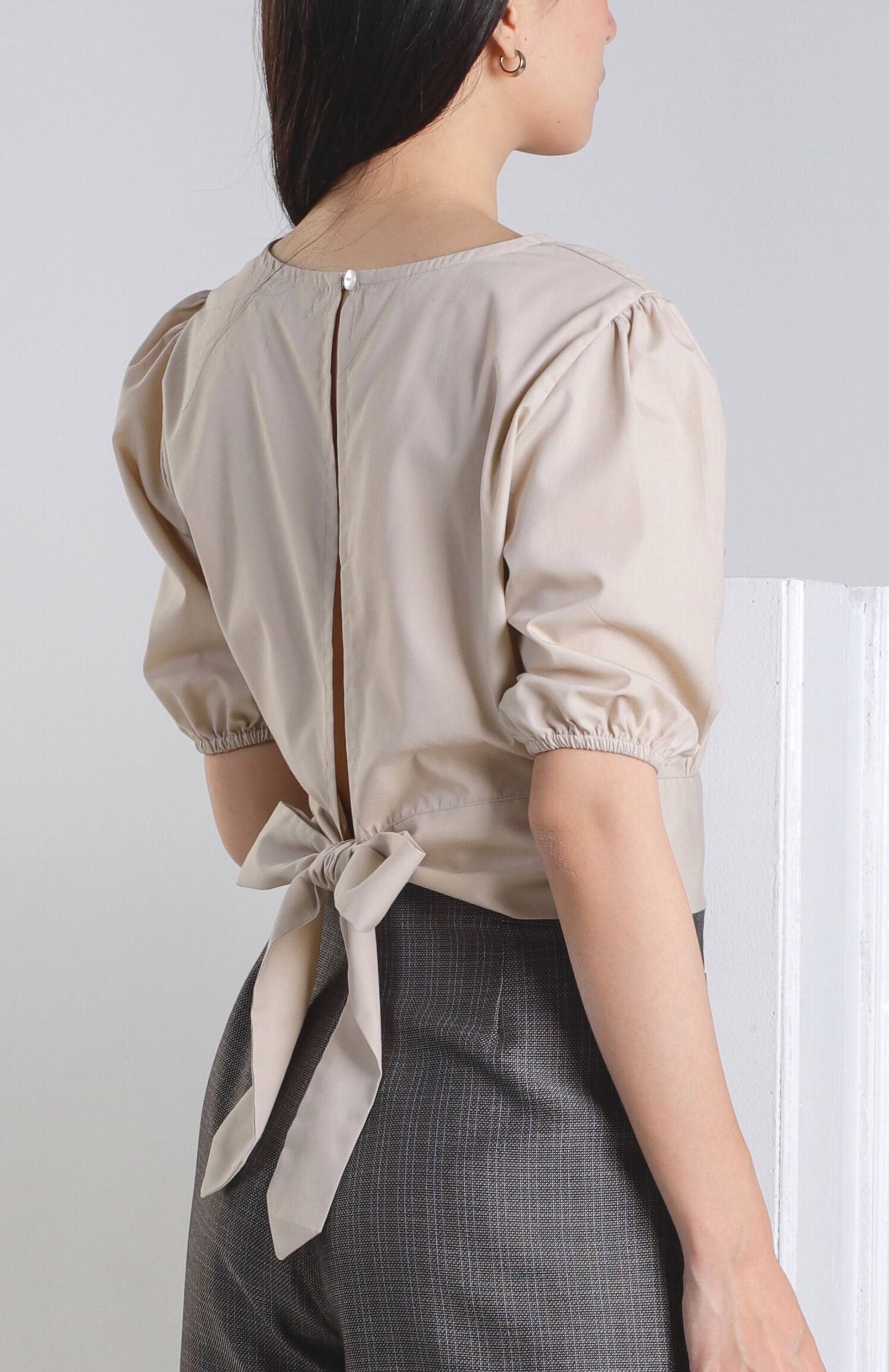 Jadine Ribbon Top - Nude