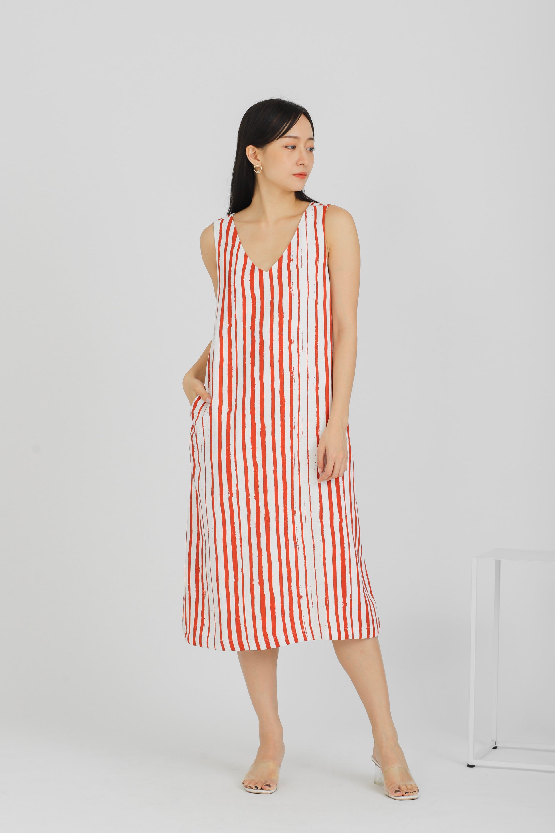 Aerilyn V Neck Shift Dress - Burnt Orange