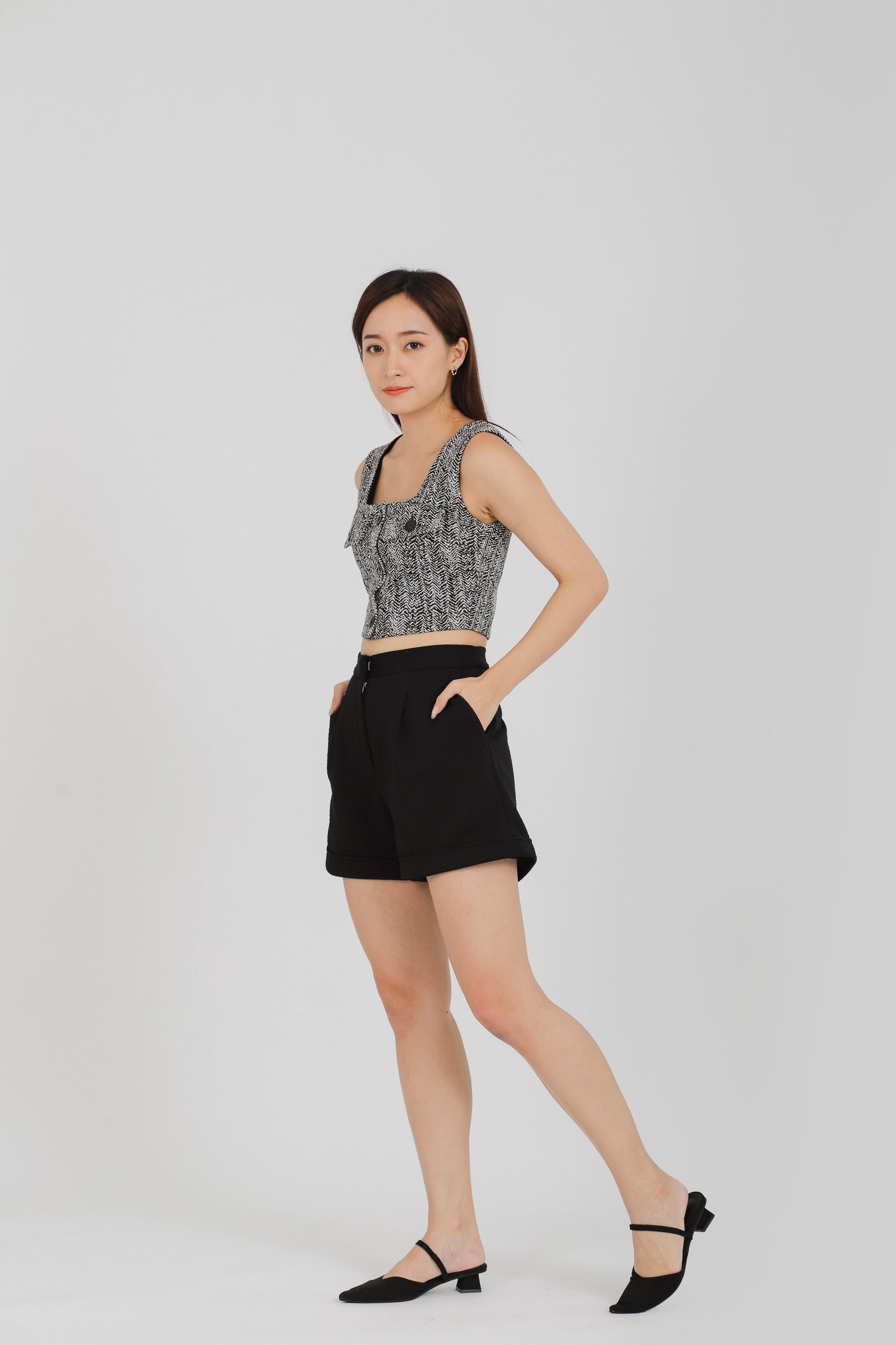 Nova Flap Pocket Cropped - Black