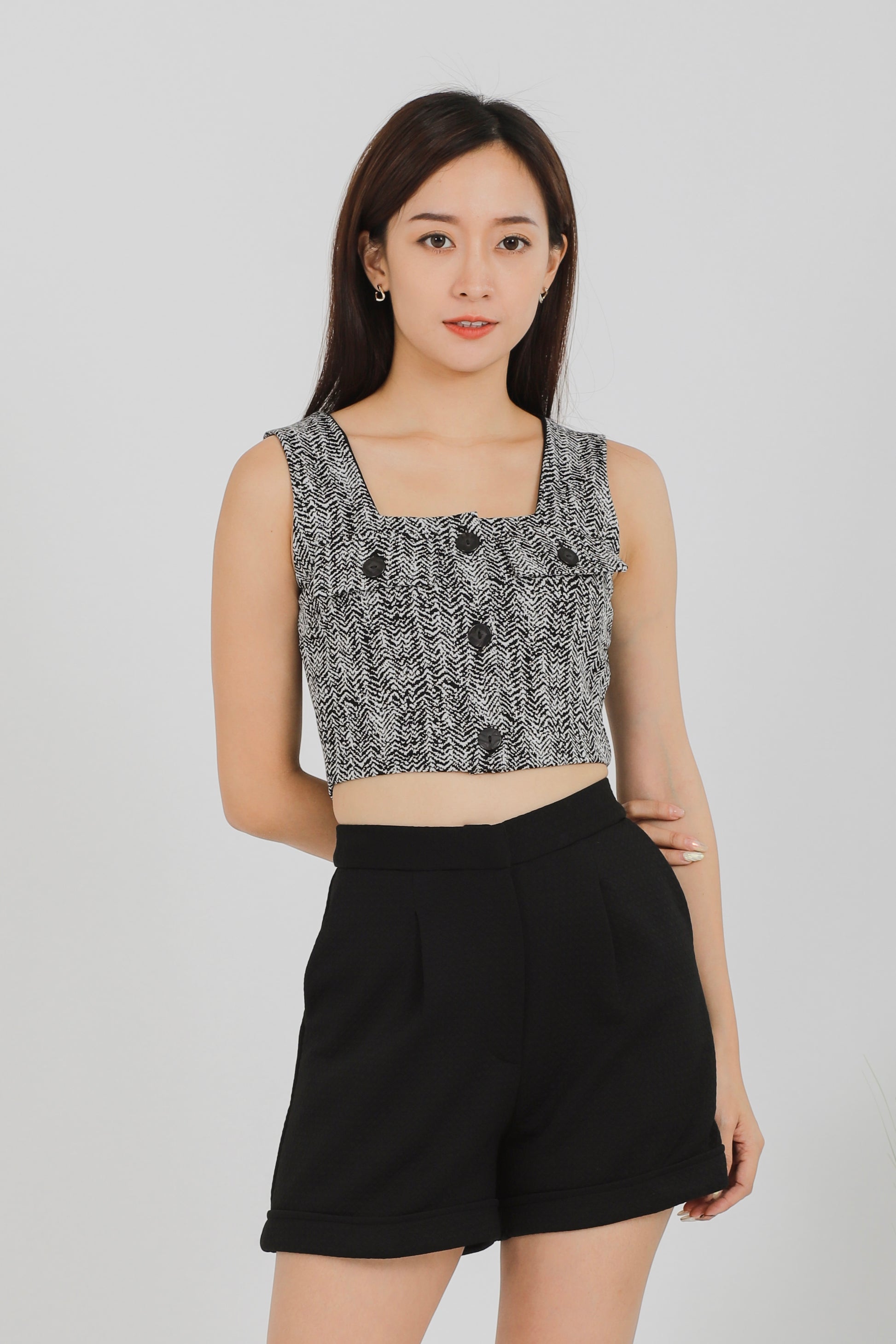 Nova Flap Pocket Cropped - Black