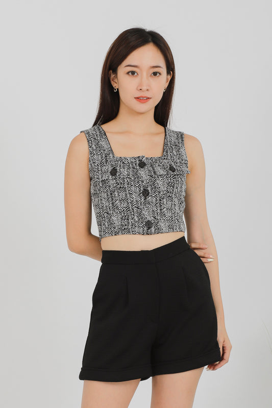 Nova Flap Pocket Cropped - Black